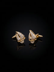 Gold-Tone Pavé Crystal Sail Cufflinks