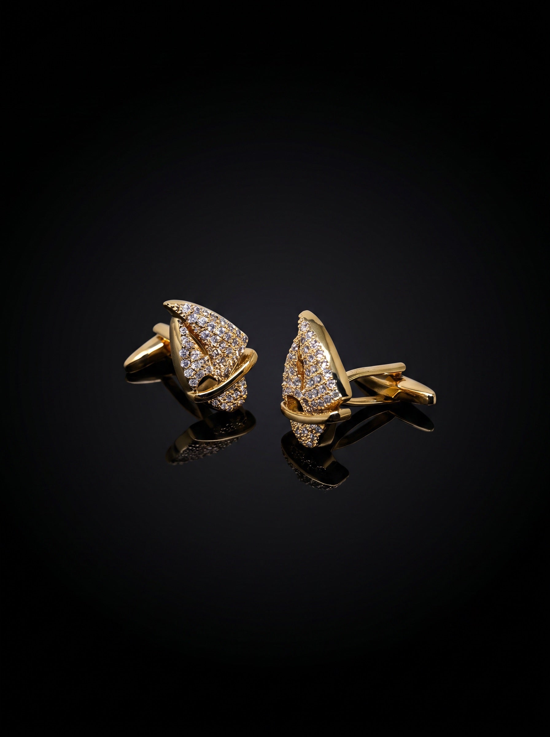 Gold-Tone Pavé Crystal Sail Cufflinks