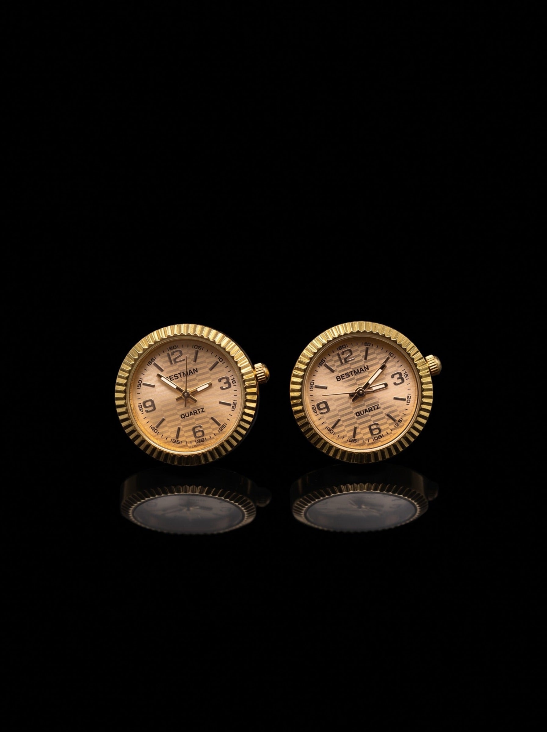 Gold-Tone Peach Dial Watch Cufflinks