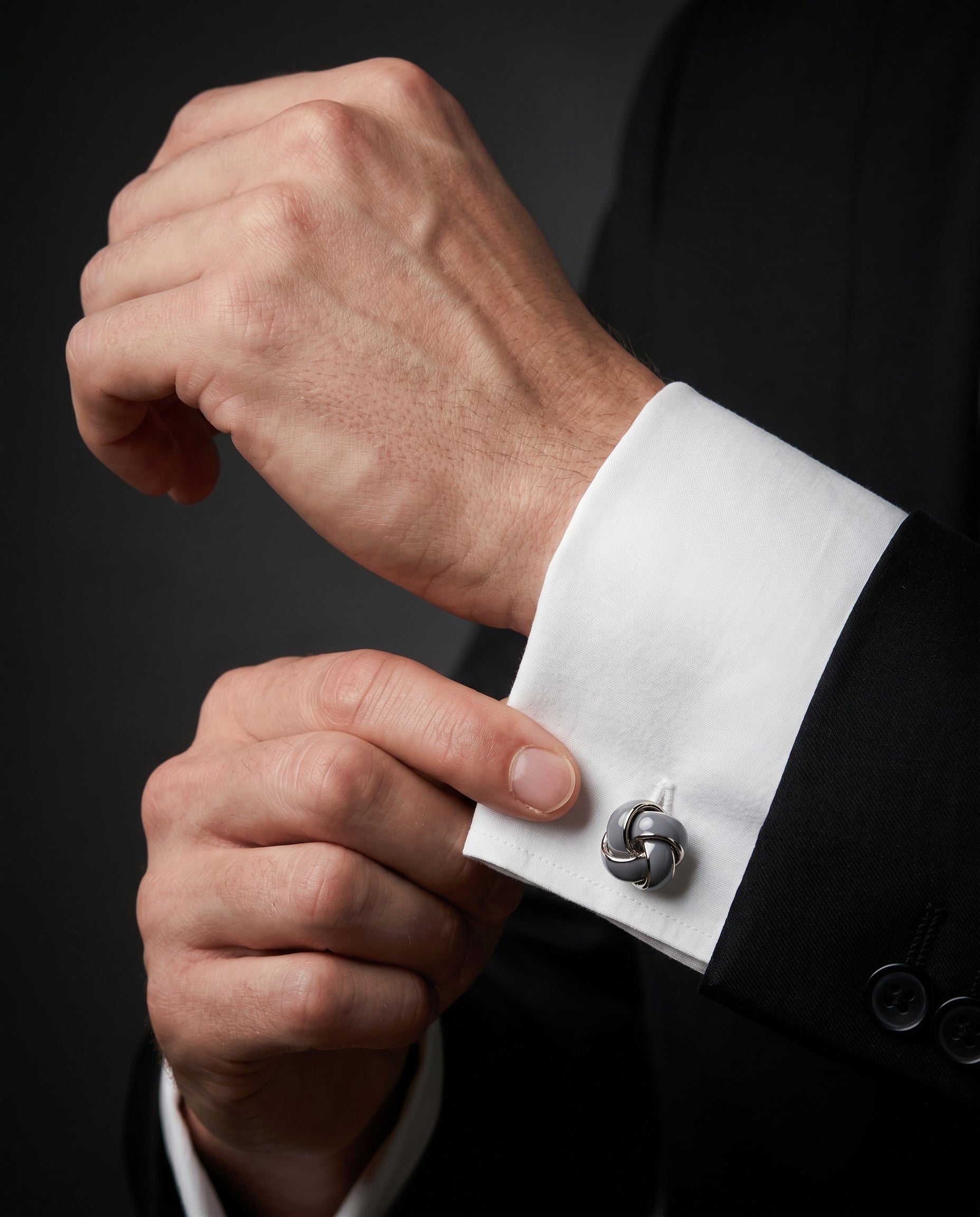 Grey Knot Cufflinks by Tivaaro