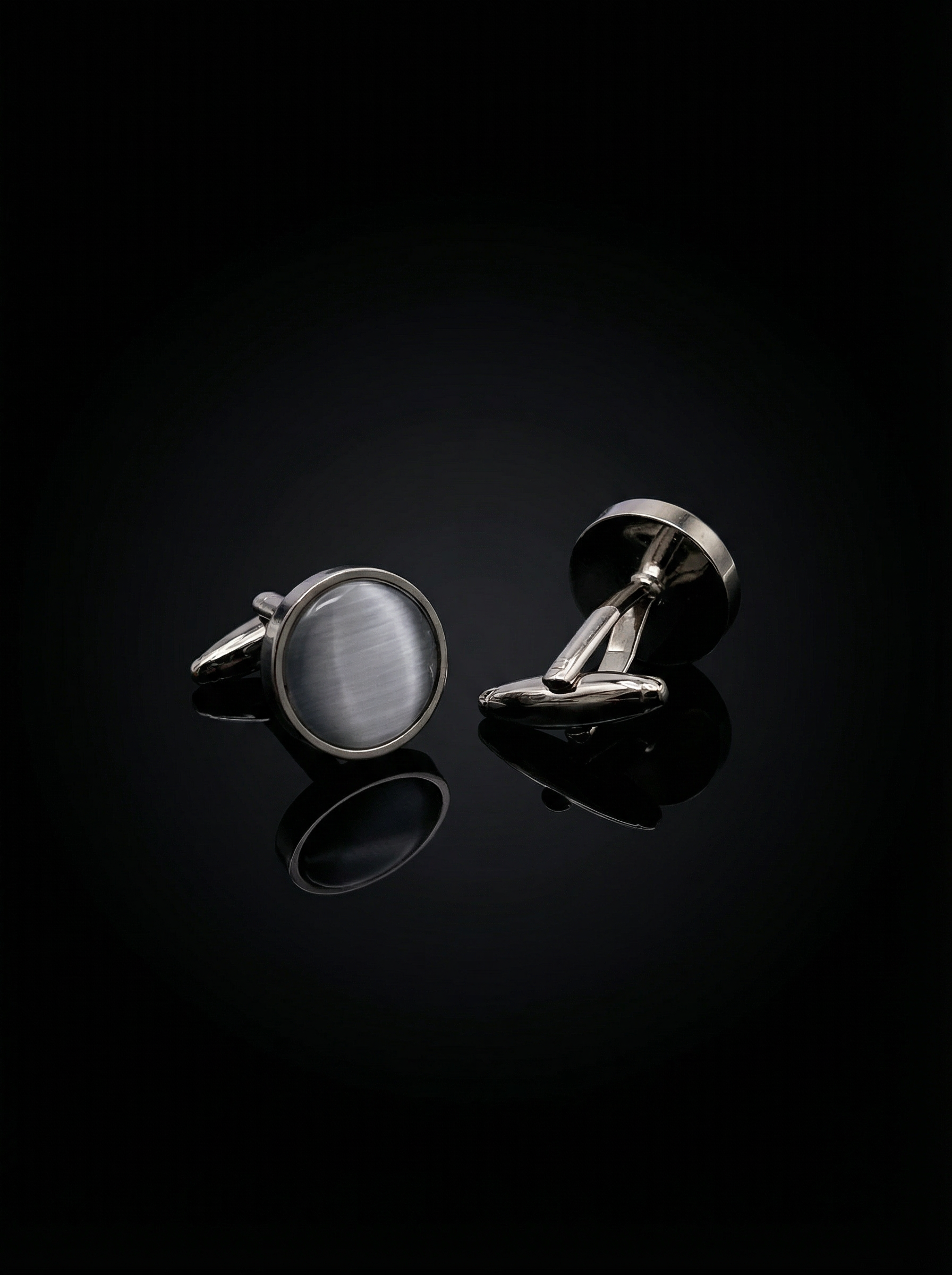 Grey Textured Stone Cufflinks Tivaaro