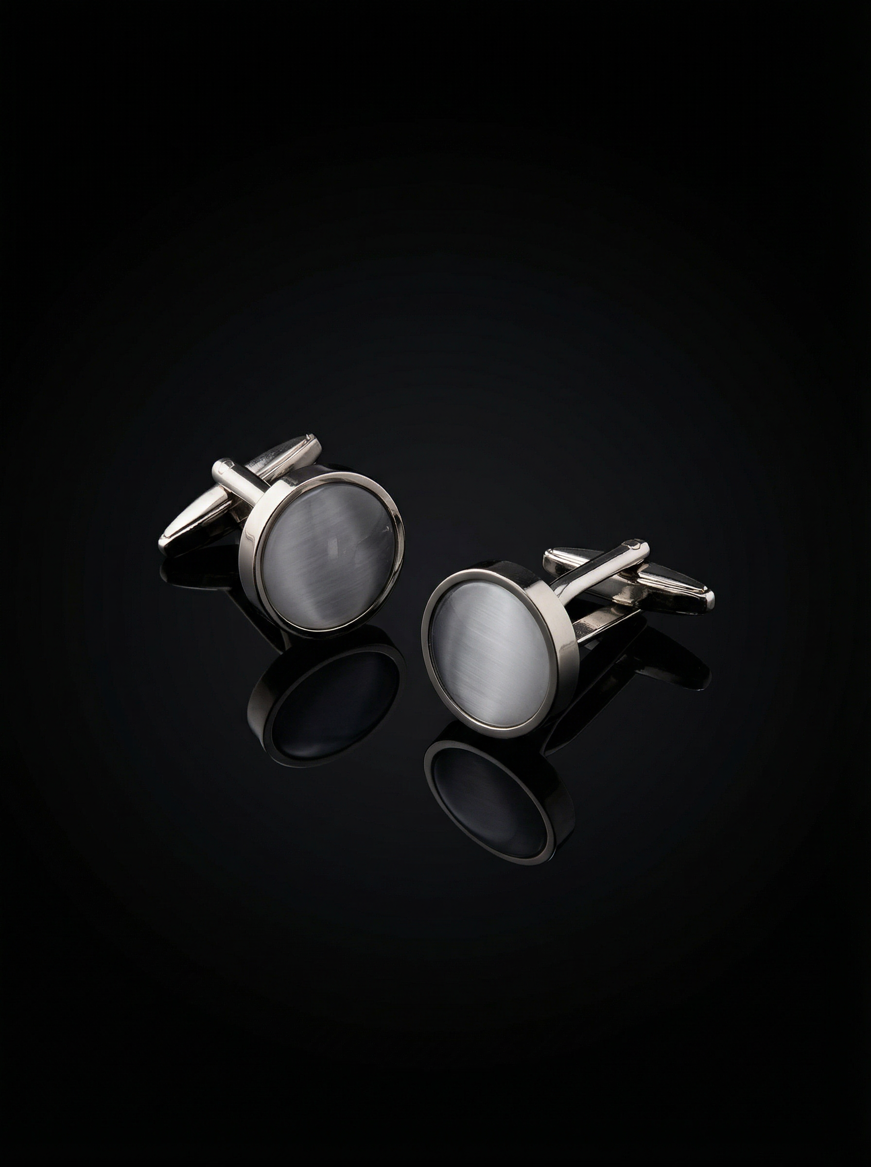 Grey Textured Stone Cufflinks Tivaaro