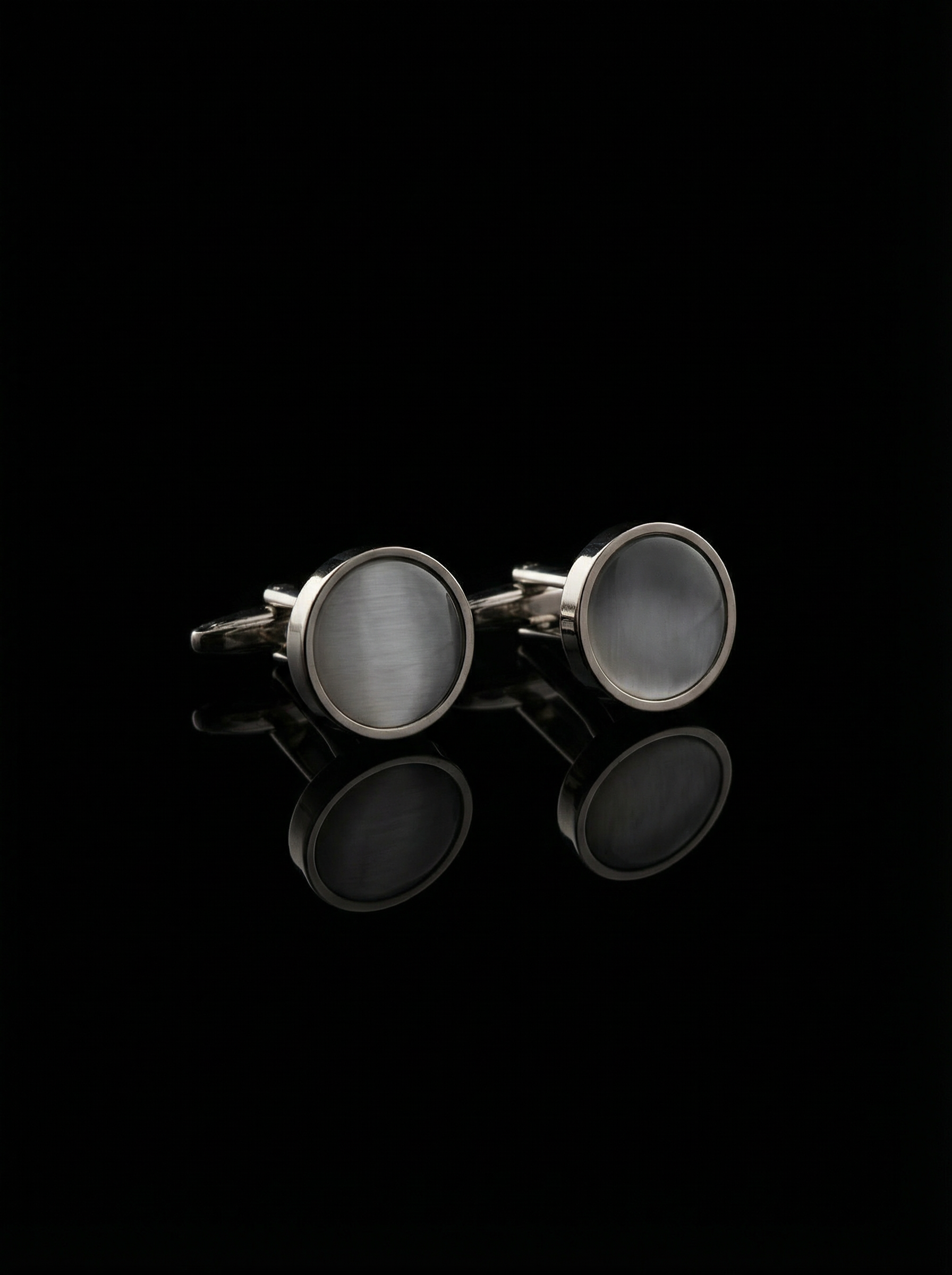 Grey Textured Stone Cufflinks Tivaaro
