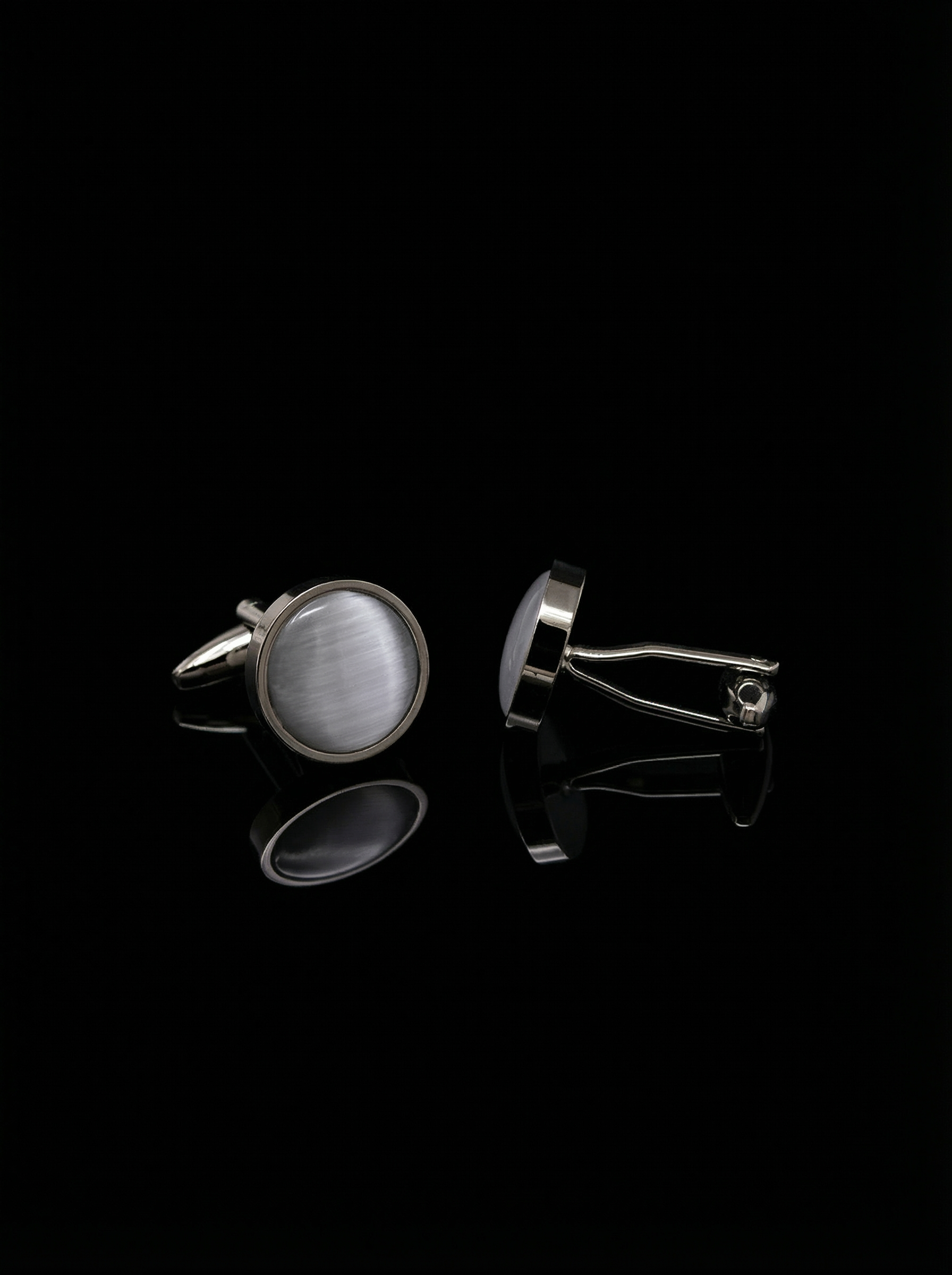 Grey Textured Stone Cufflinks Tivaaro