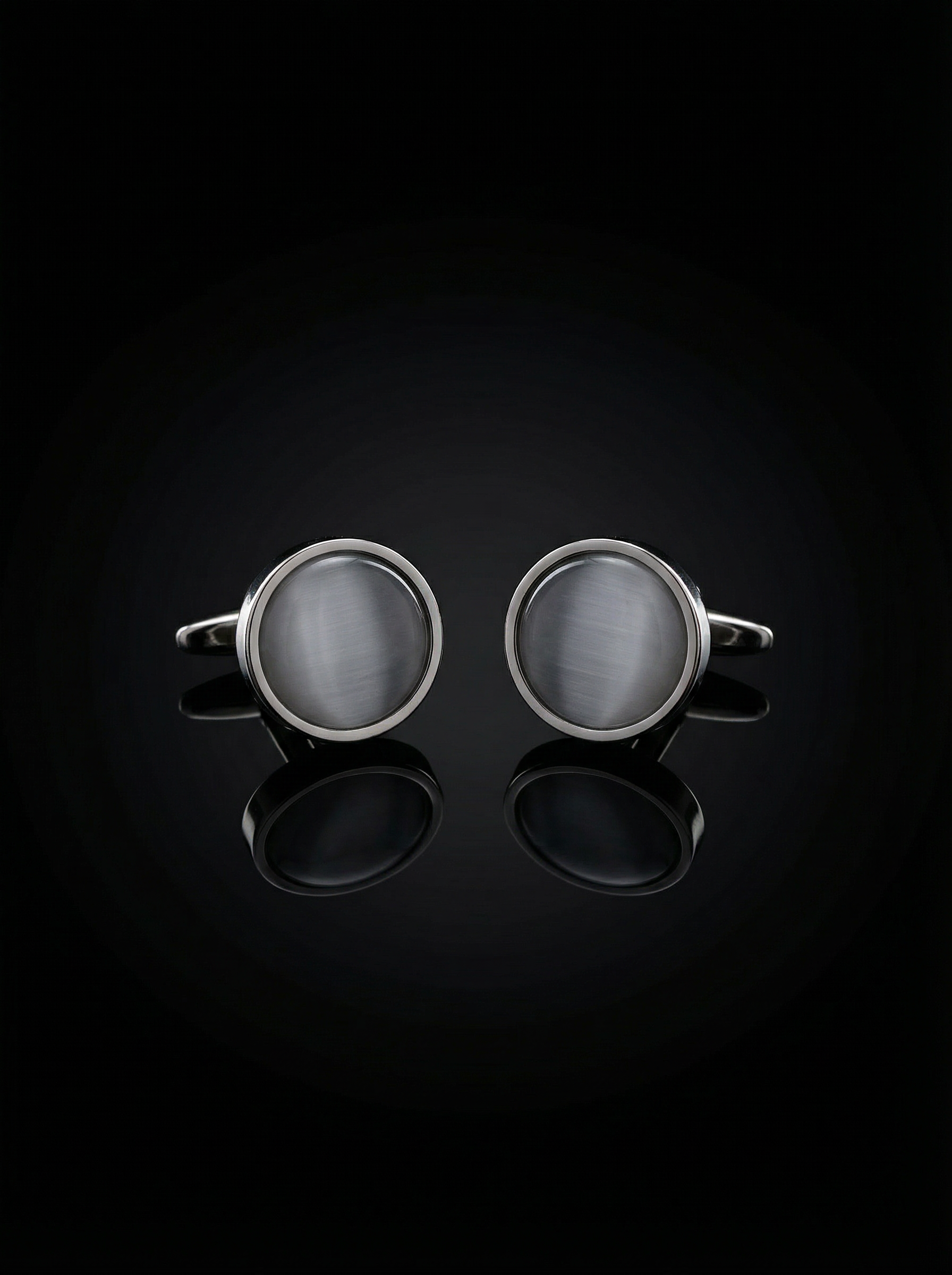 Grey Textured Stone Cufflinks Tivaaro