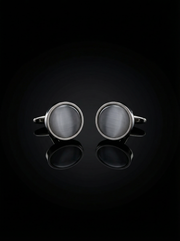 Grey Textured Stone Cufflinks Tivaaro