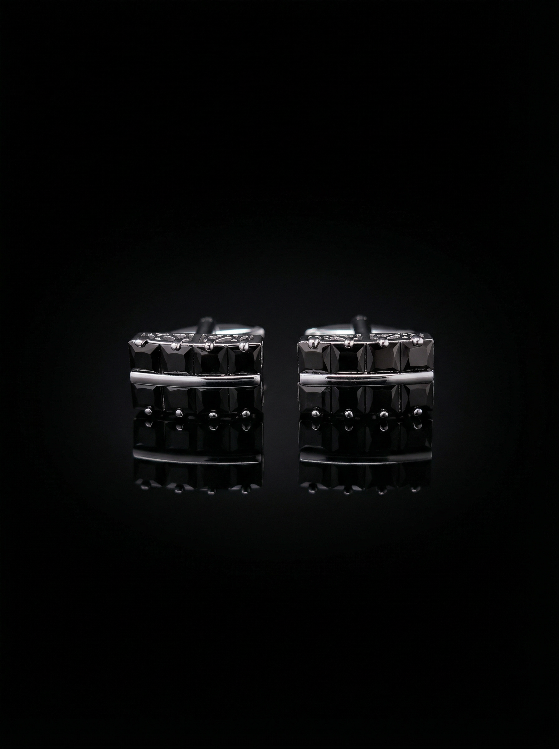 Grid Black Bar Cufflinks Tivaaro
