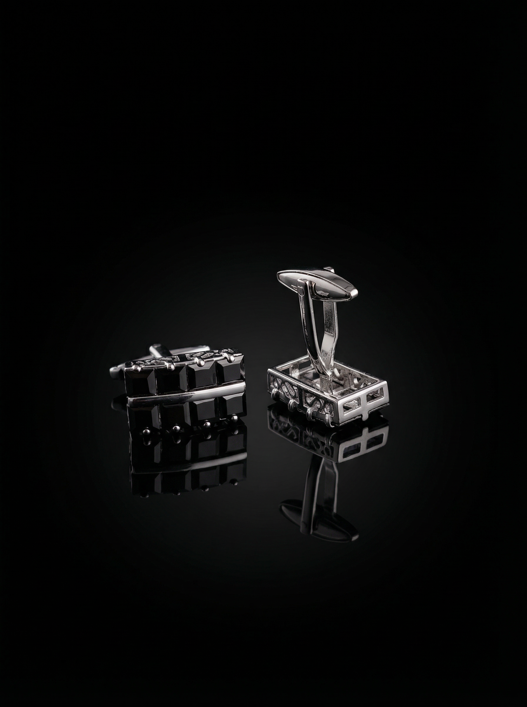 Grid Black Bar Cufflinks Tivaaro