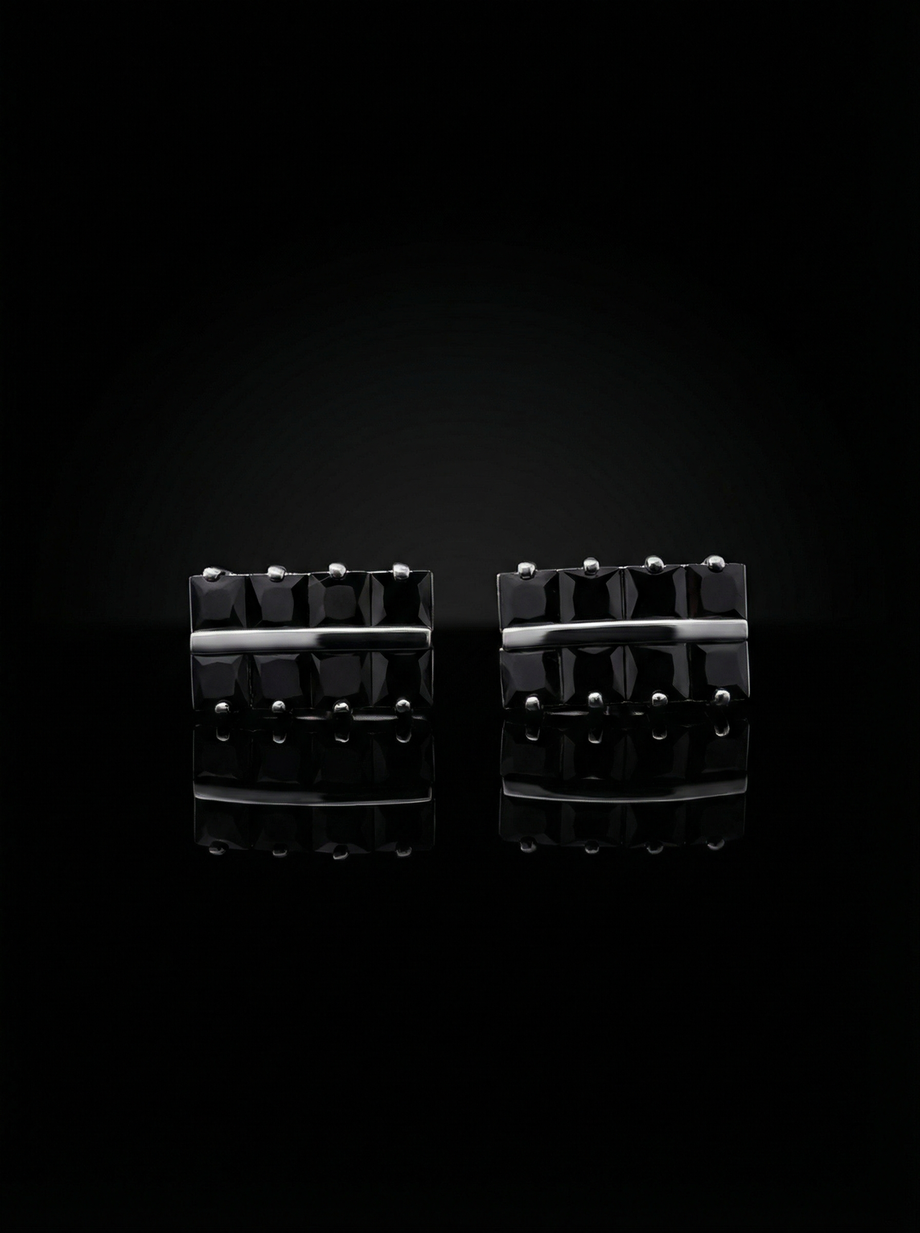 Grid Black Bar Cufflinks Tivaaro