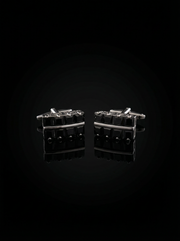 Grid Black Bar Cufflinks Tivaaro