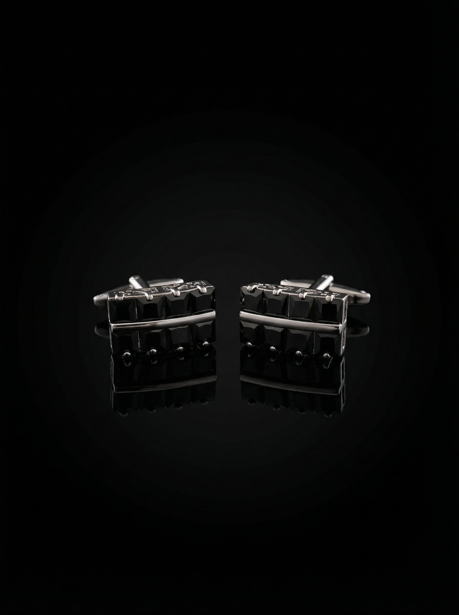 Grid Black Bar Cufflinks Tivaaro