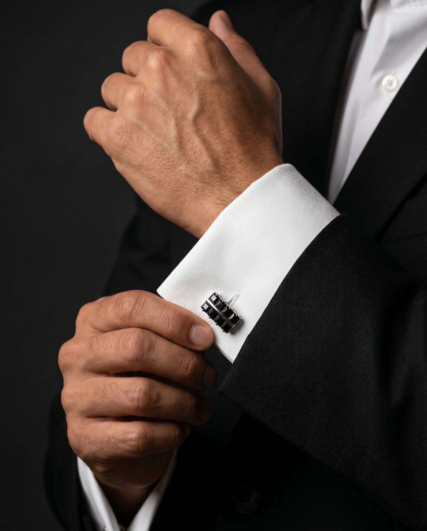 Grid Black Bar Cufflinks by Tivaaro
