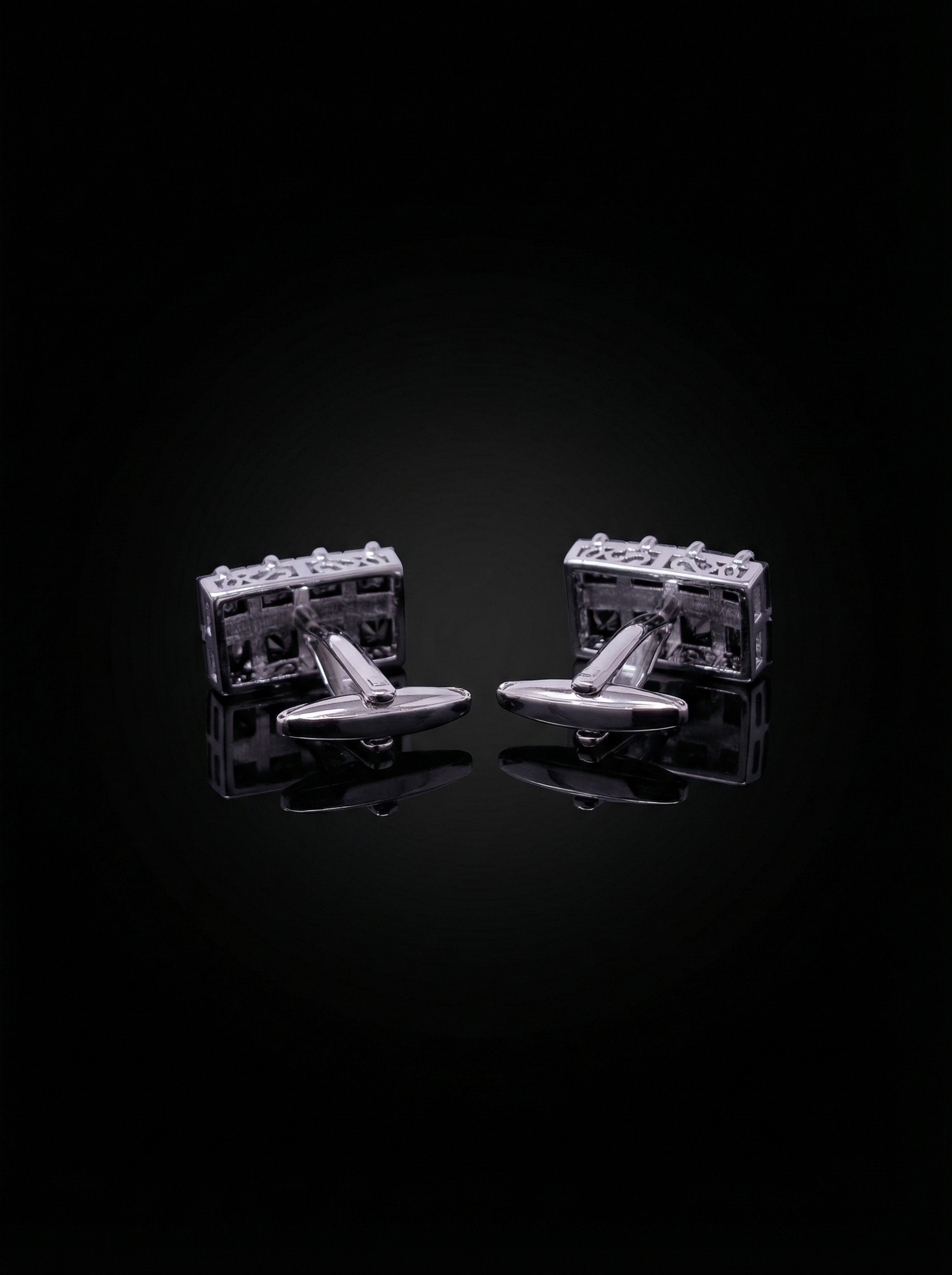 Grid Black Bar Cufflinks Tivaaro