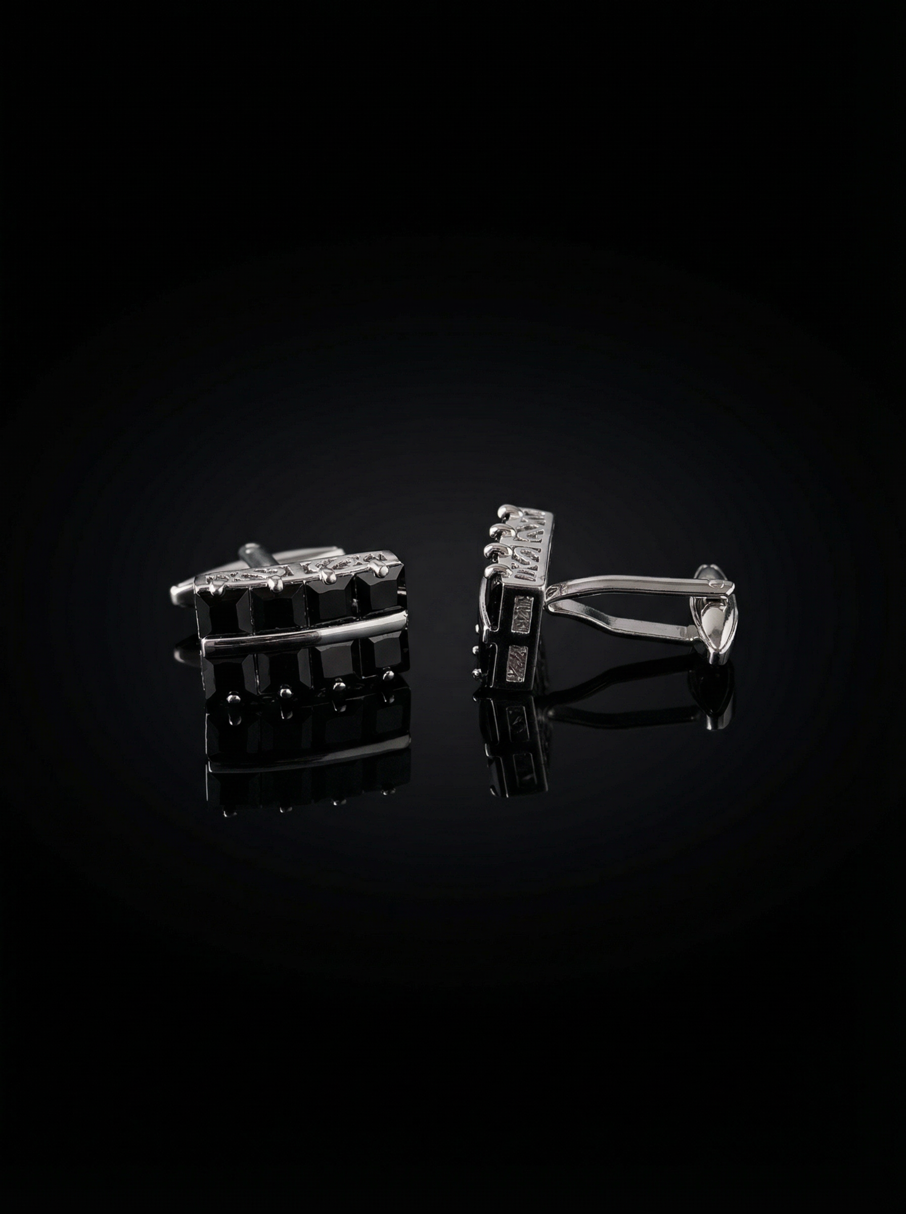 Grid Black Bar Cufflinks Tivaaro