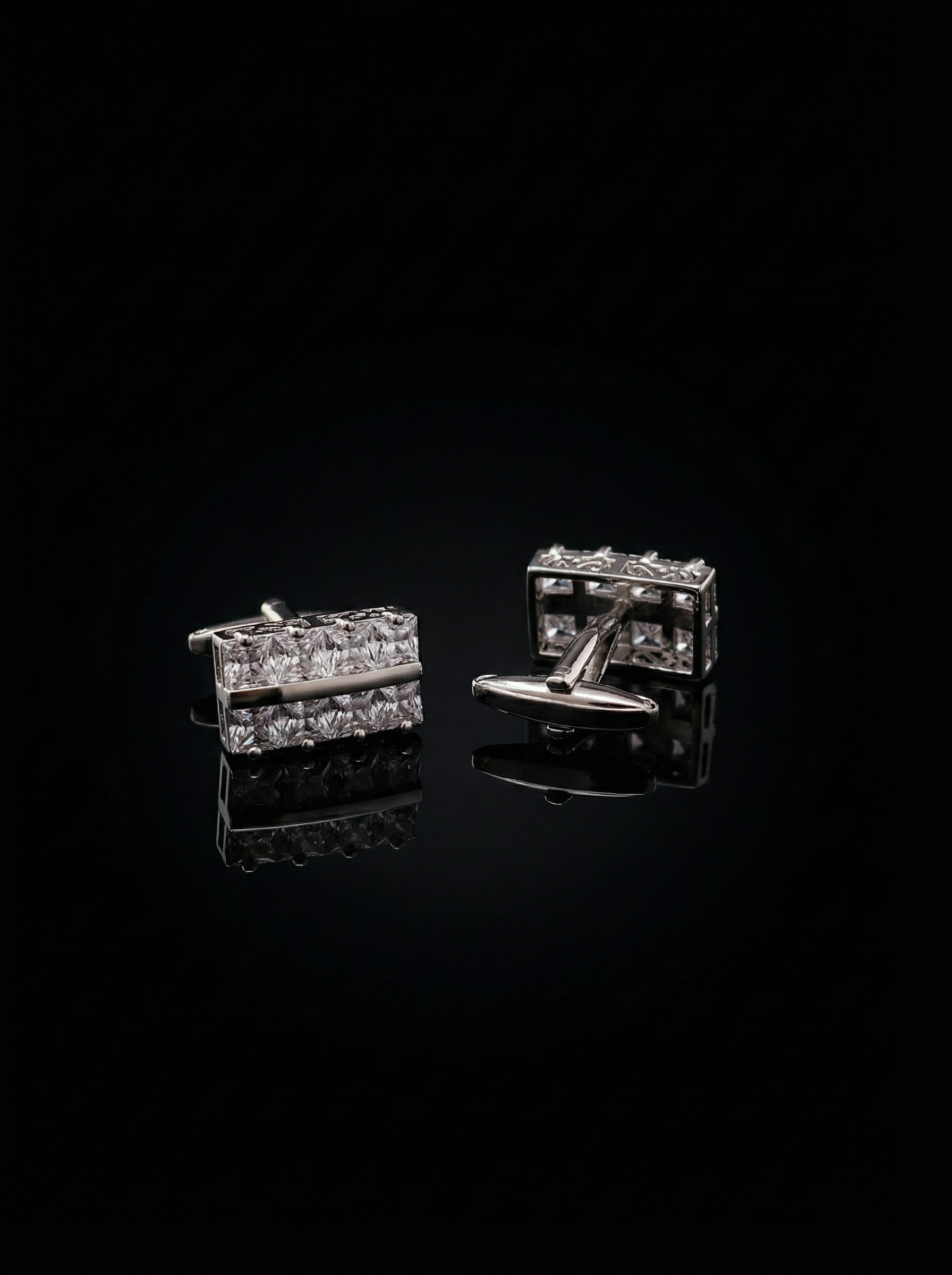Grid Crystal Bar Cufflinks Tivaaro