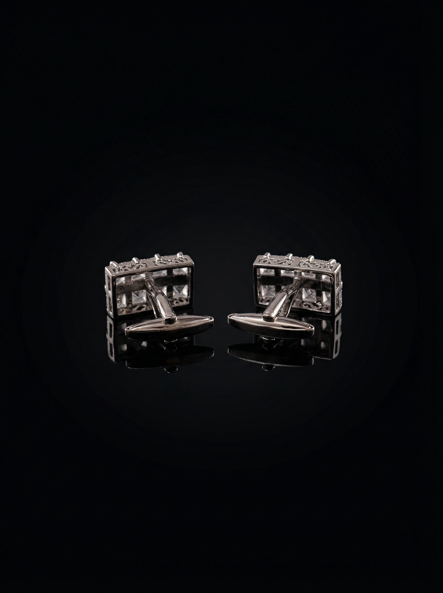 Grid Crystal Bar Cufflinks Tivaaro
