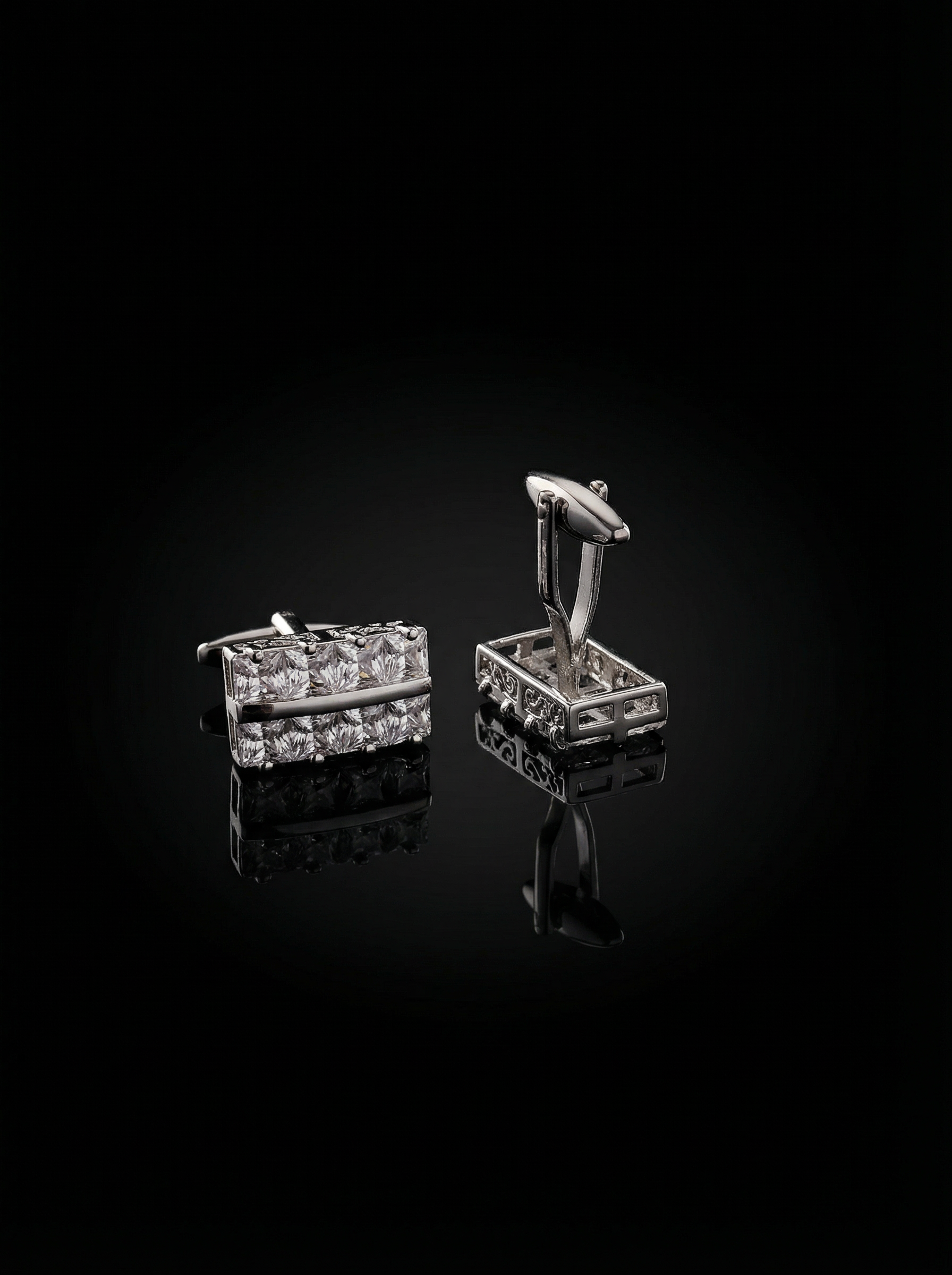 Grid Crystal Bar Cufflinks Tivaaro