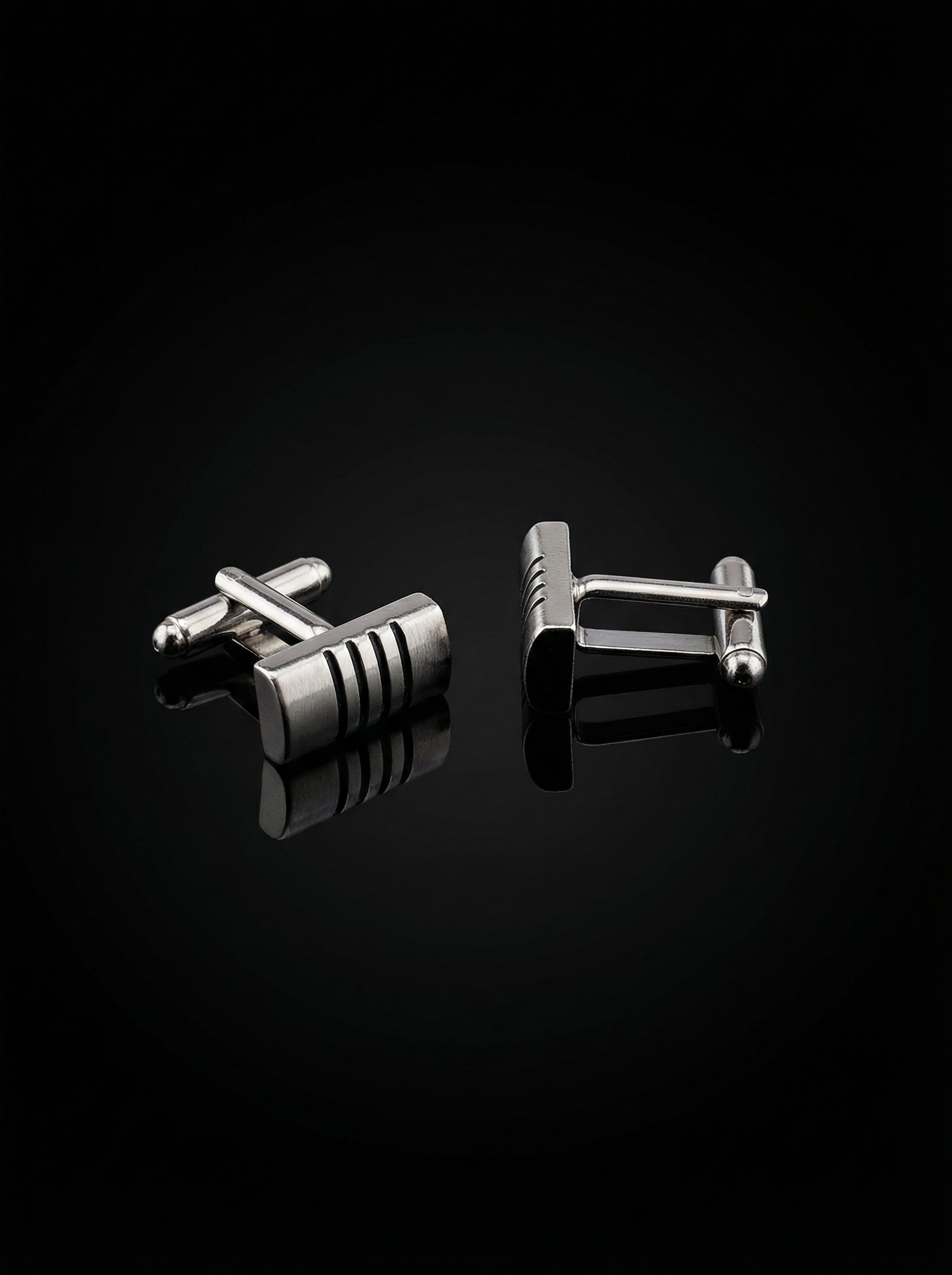 Grooved Metallic Bar Cufflinks Tivaaro