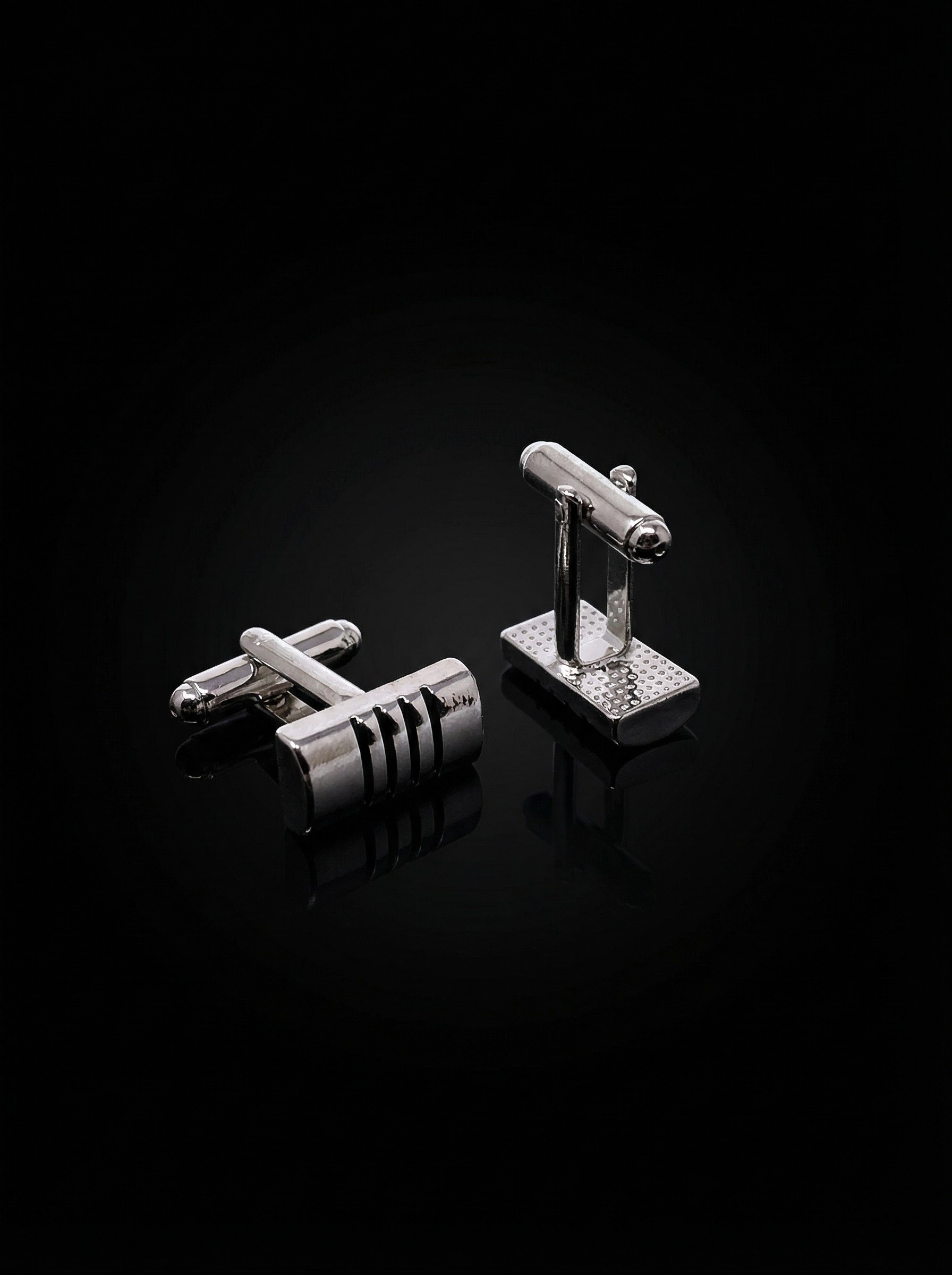 Grooved Metallic Bar Cufflinks Tivaaro