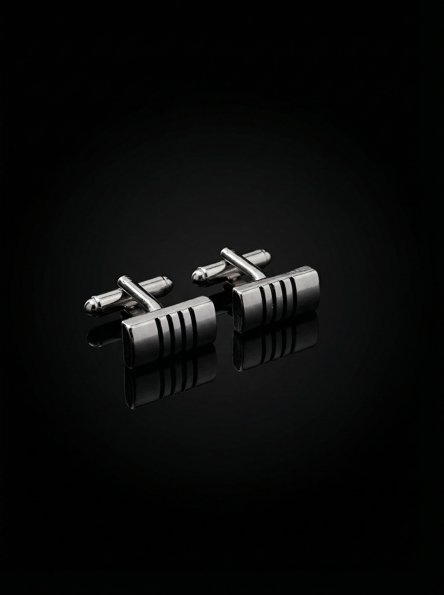 Grooved Metallic Bar Cufflinks Tivaaro