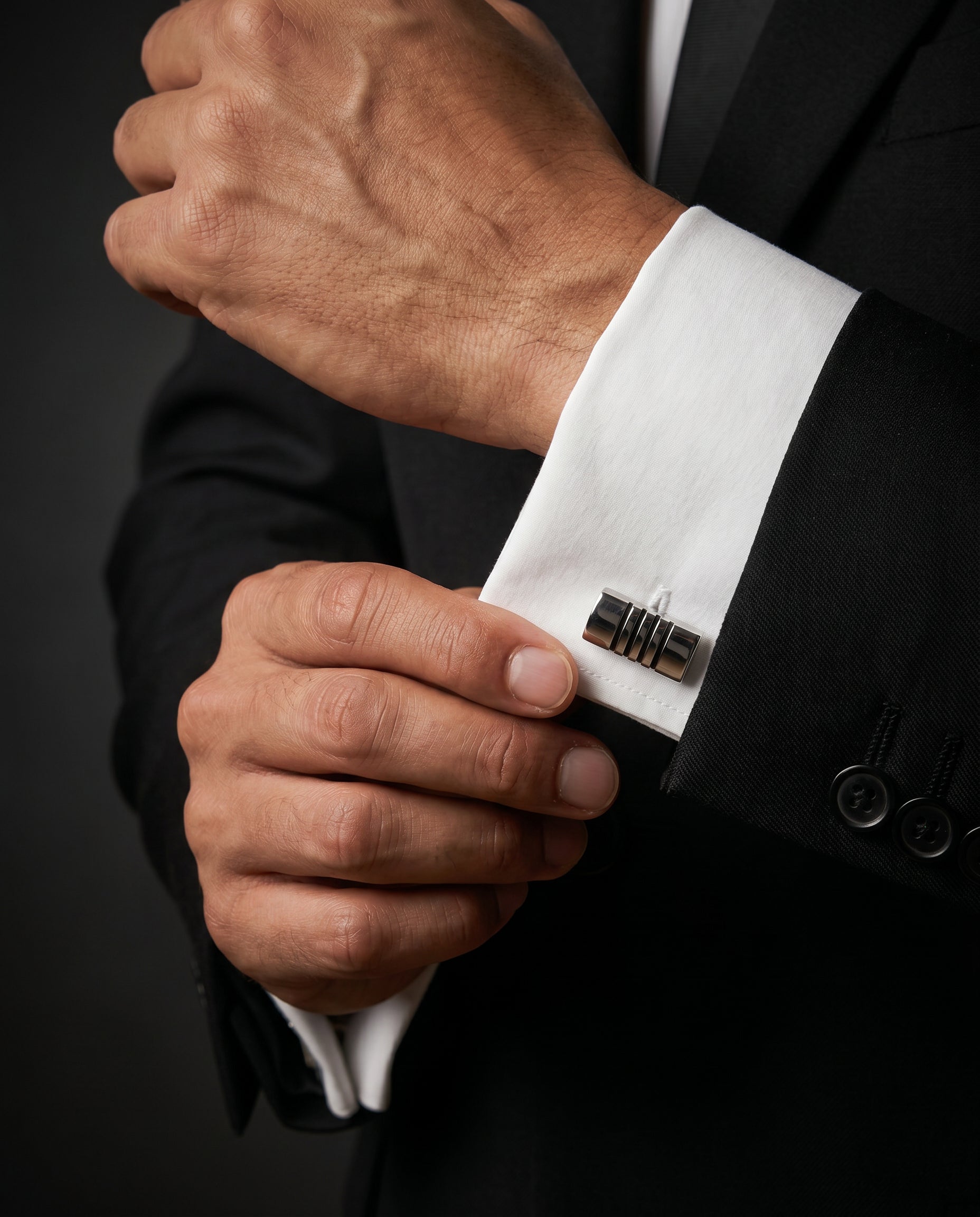Grooved Metallic Bar Cufflinks