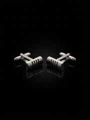 Grooved Metallic Bar Cufflinks Tivaaro