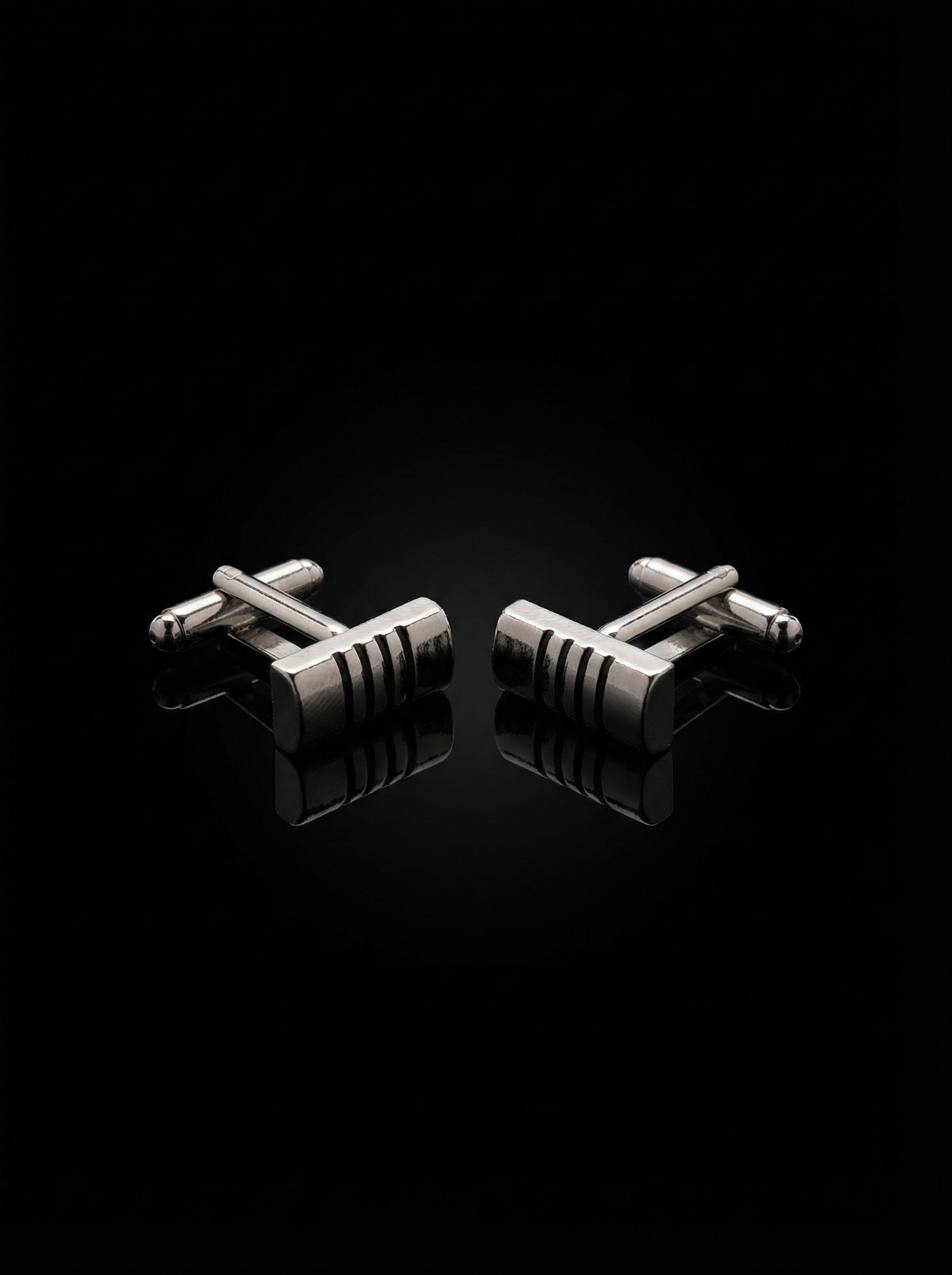 Grooved Metallic Bar Cufflinks Tivaaro