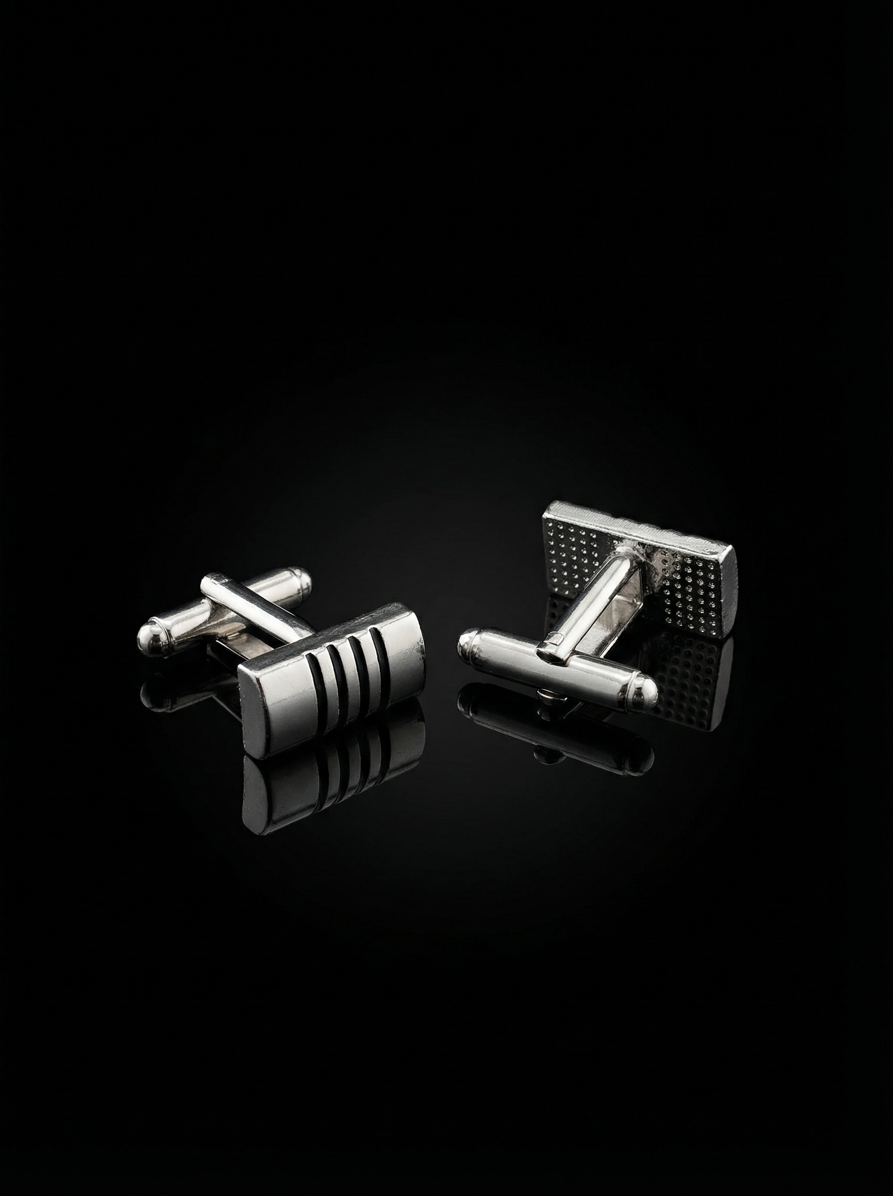 Grooved Metallic Bar Cufflinks Tivaaro