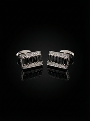 Jet Black Crystal Bar Cufflinks Tivaaro