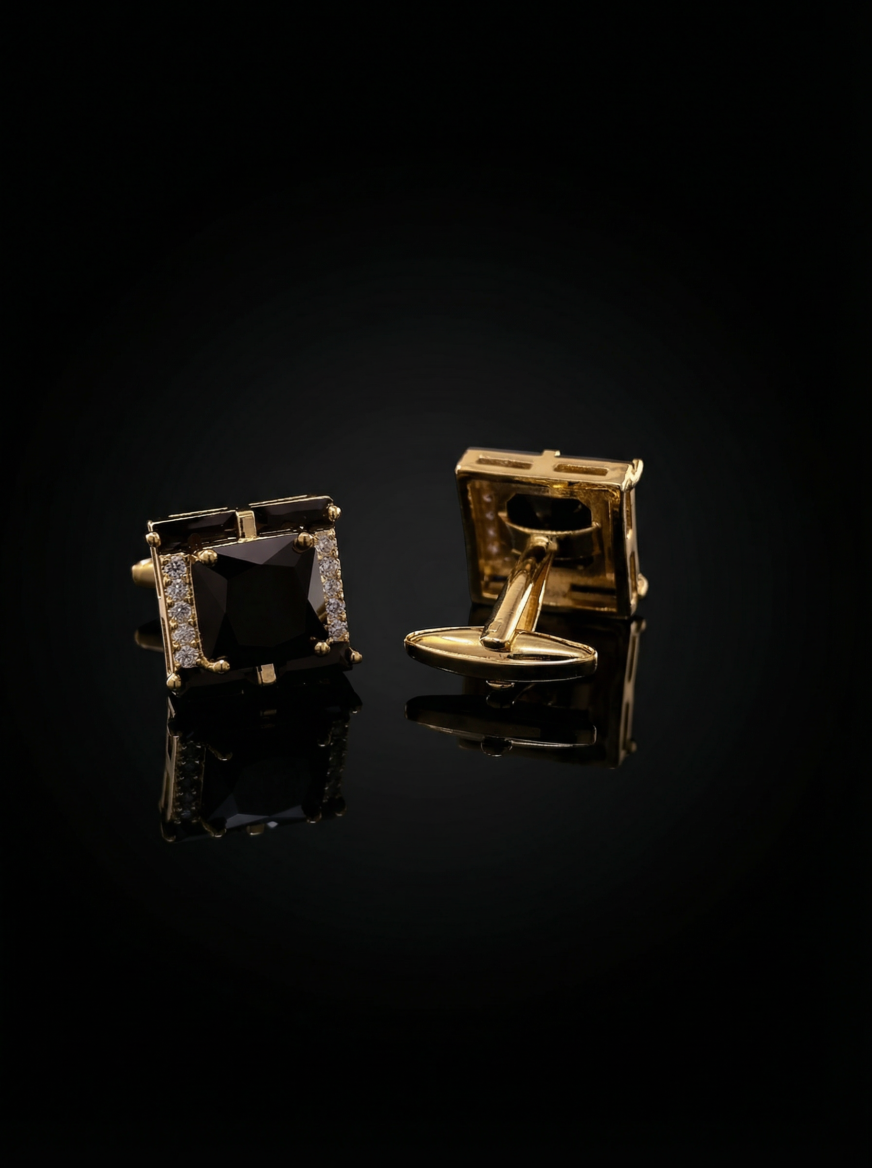 Jeweled Black Gemstone Cufflinks Tivaaro