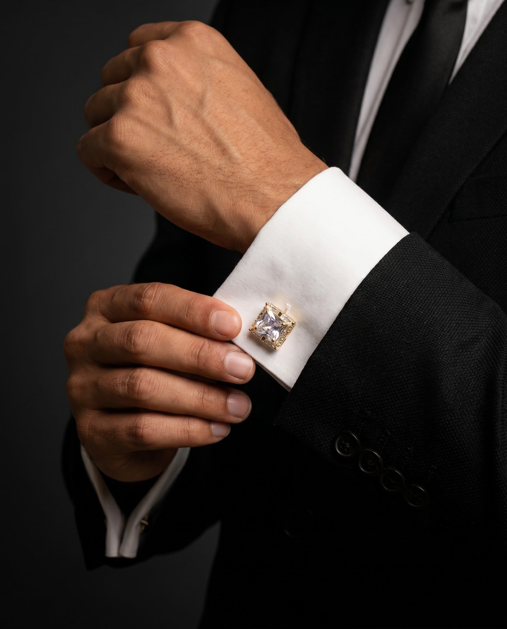 Jeweled Crystal Halo Cufflinks by Tivaaro