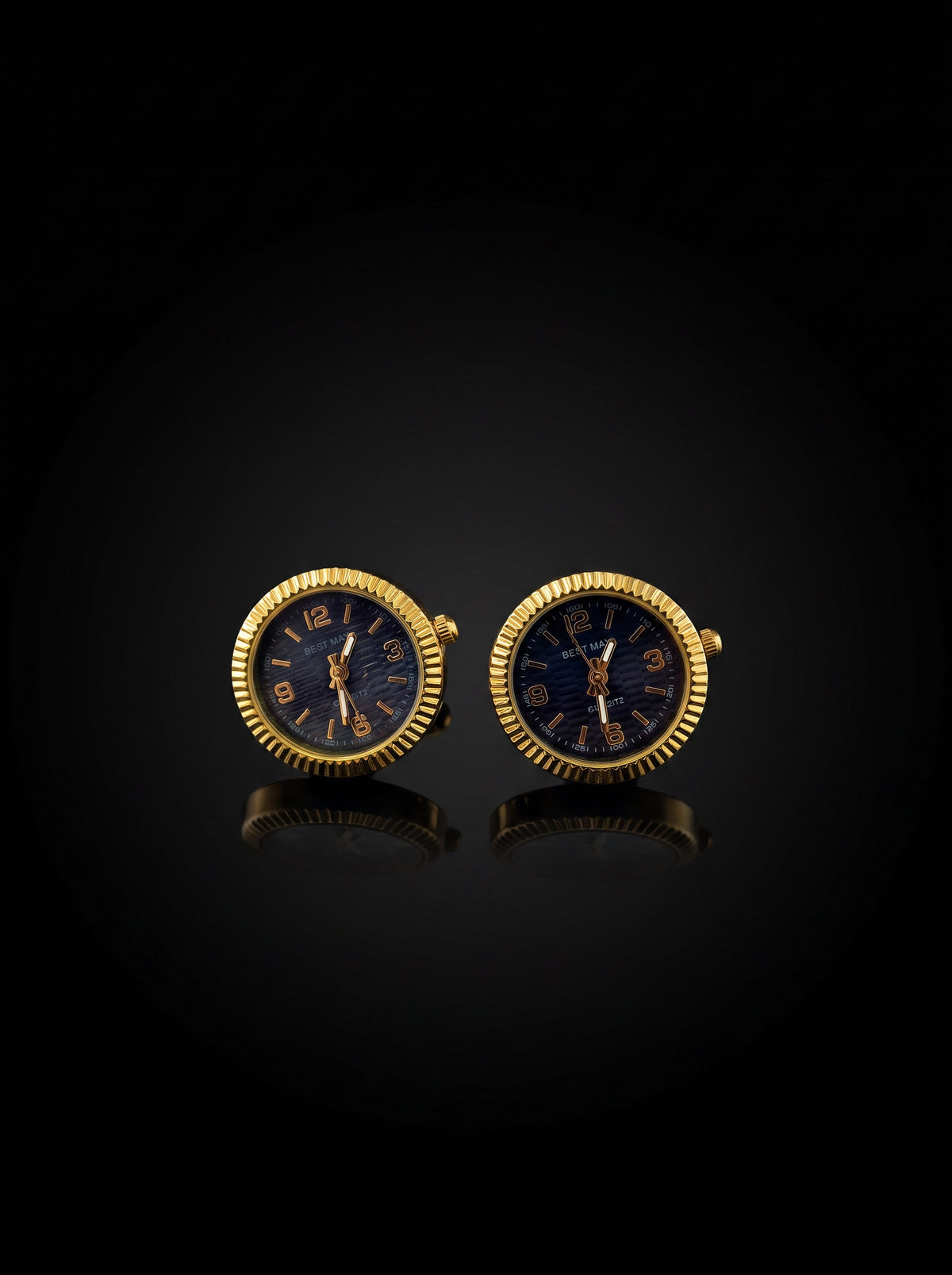 Gold-Tone Black Dial Watch Cufflinks
