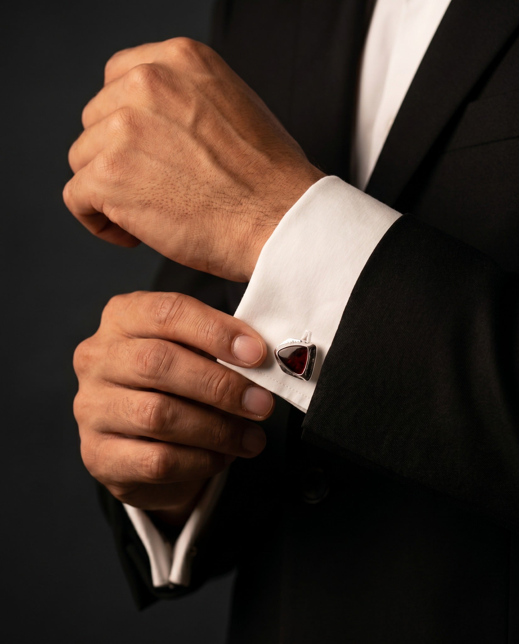 Maroon Triangular Cufflinks by Tivaaro