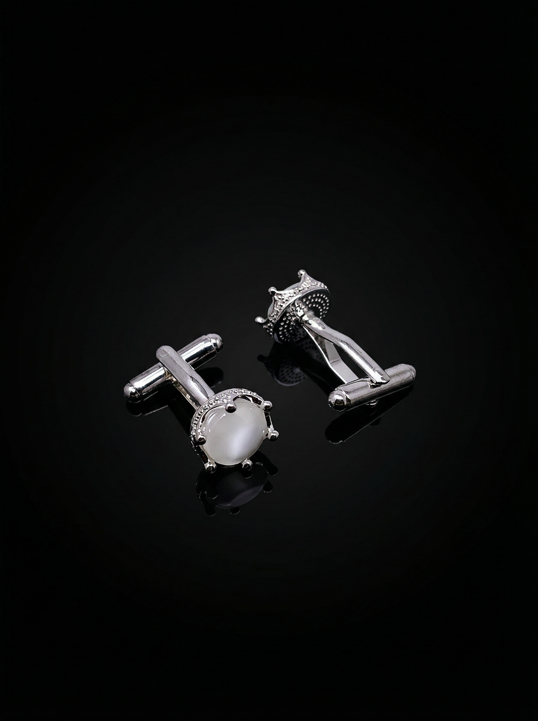 Milky White Stone Cufflinks Tivaaro