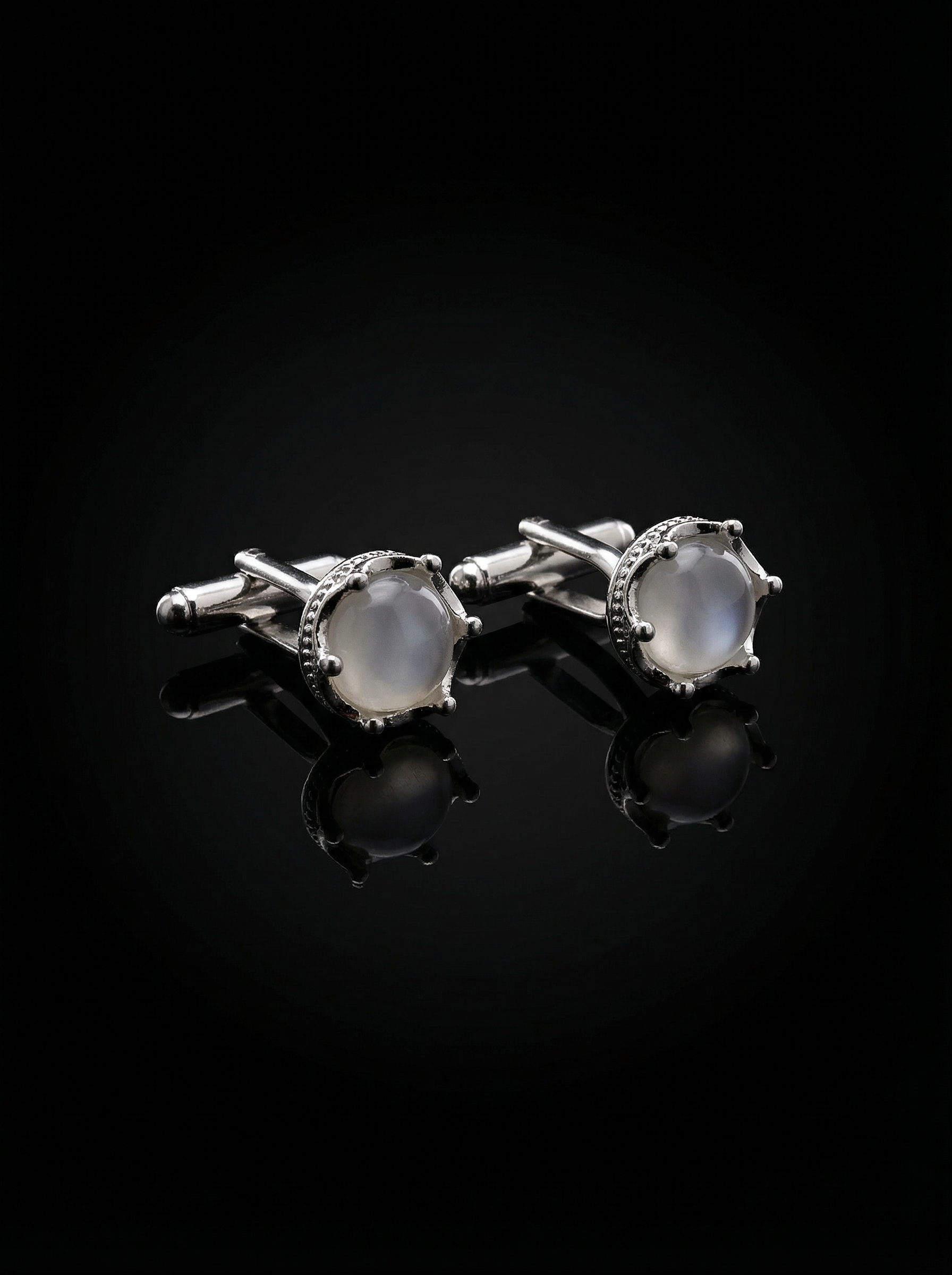 Milky White Stone Cufflinks Tivaaro