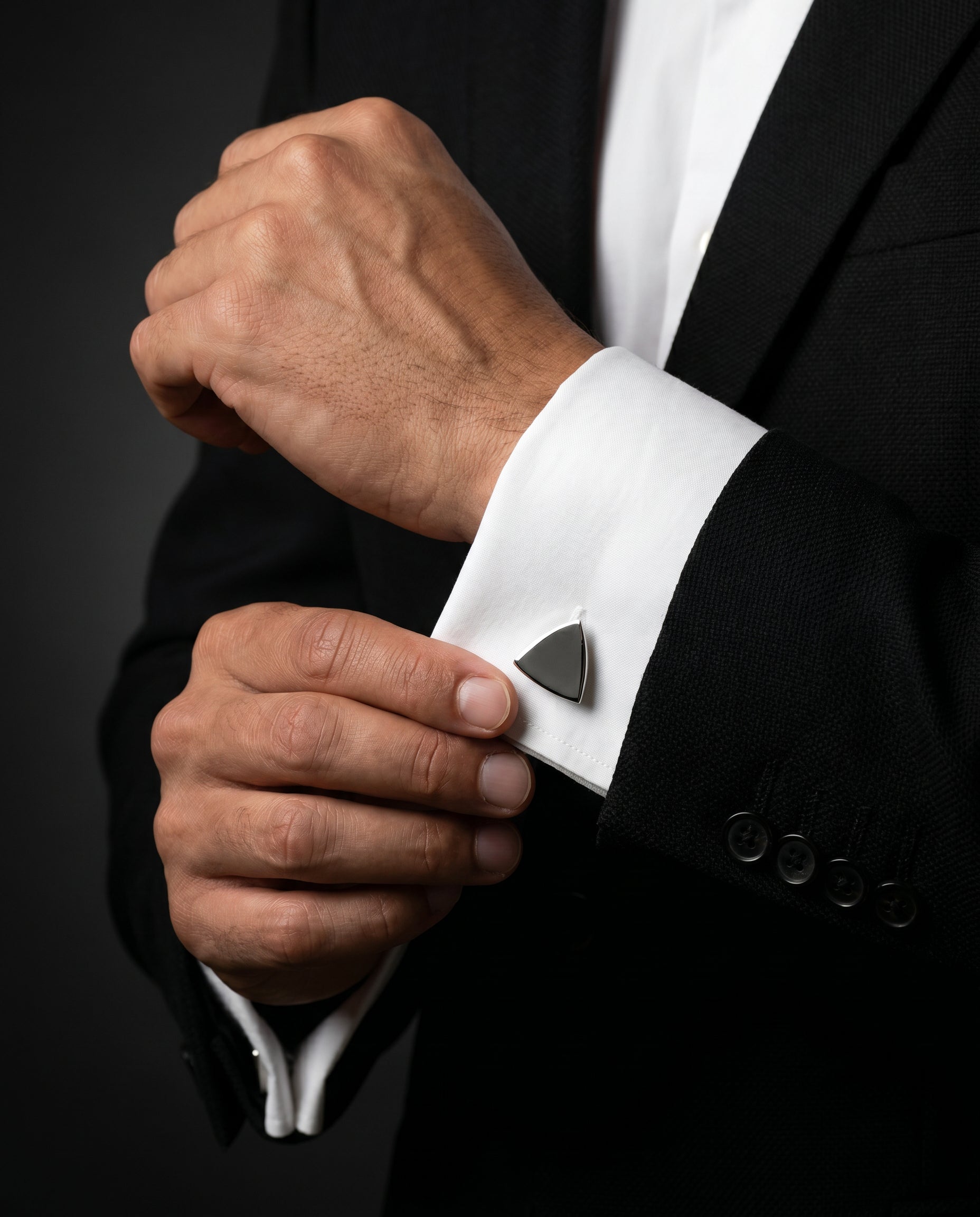Minimalist Triangle Silver-Tone Cufflinks
