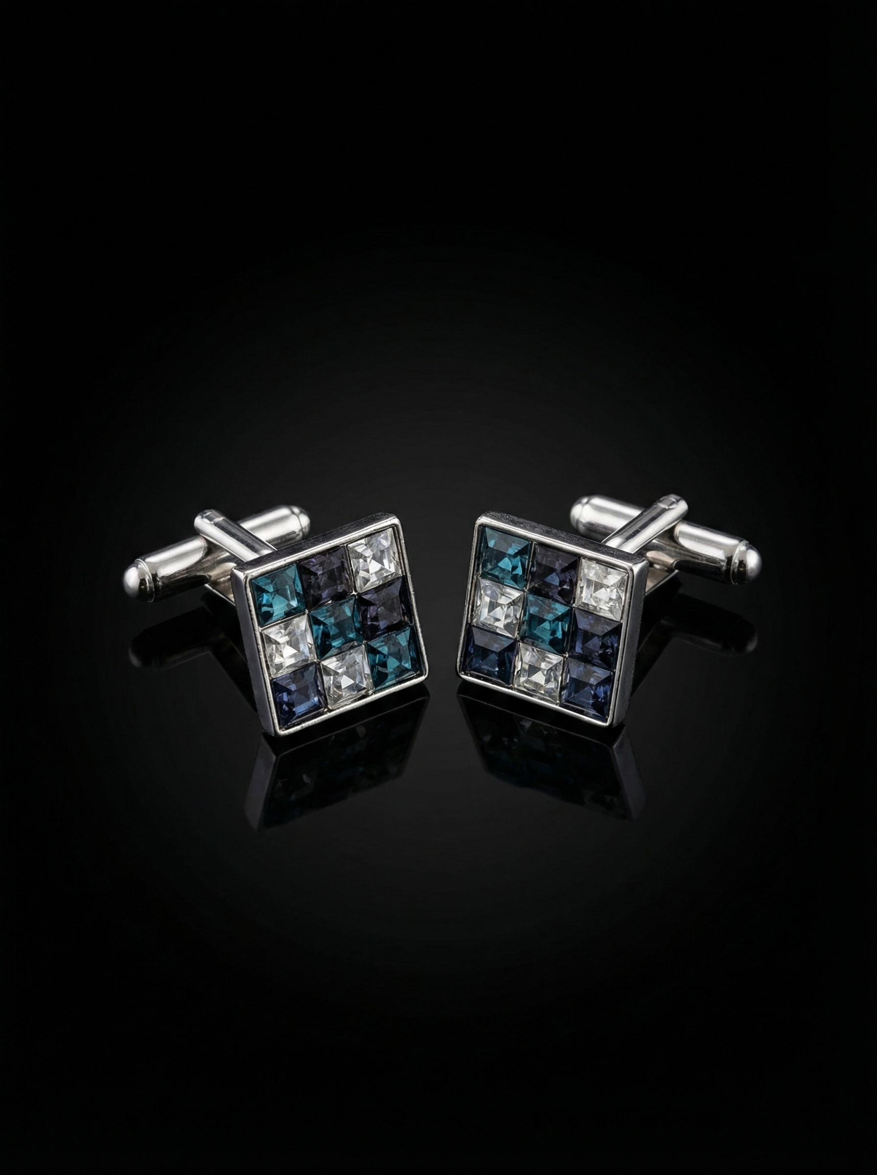 Multicolor Crystal Mosaic Cufflinks Tivaaro