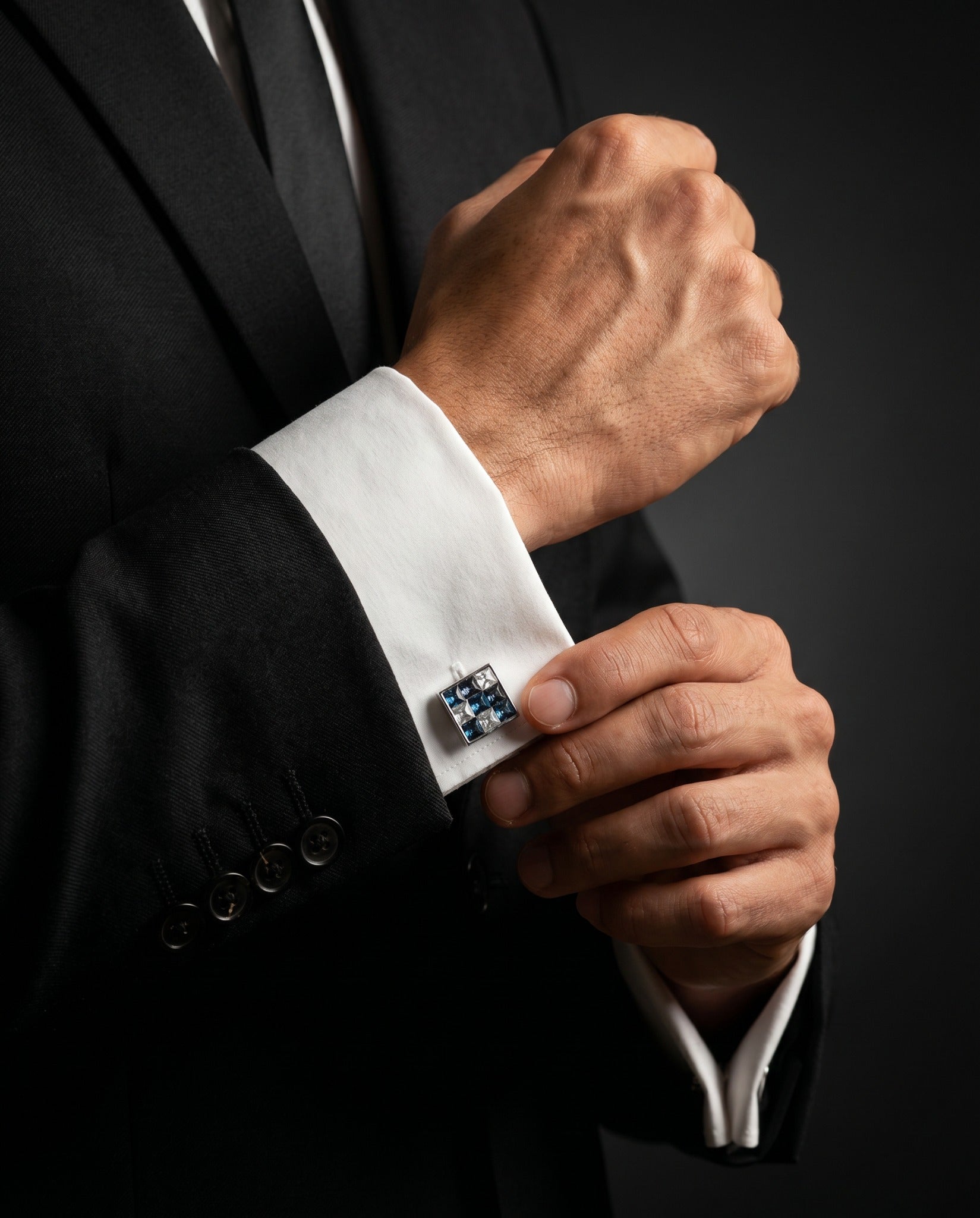Multicolor Crystal Mosaic Cufflinks by Tivaaro