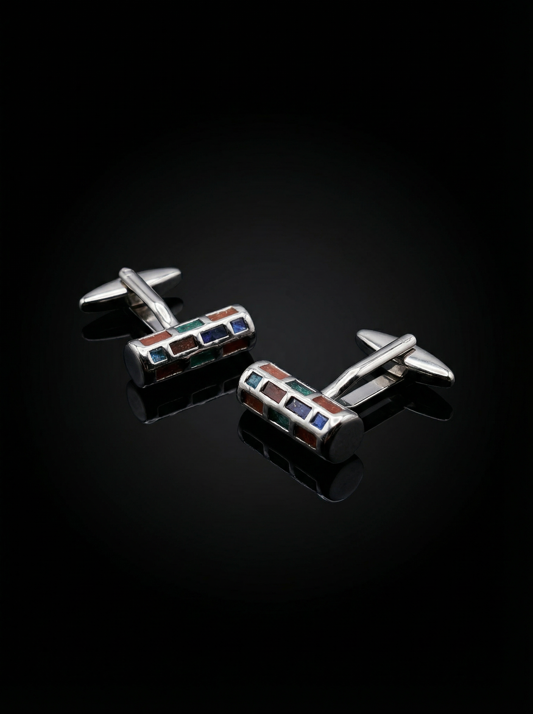 Multicolour Brick Mosaic Cufflinks Tivaaro