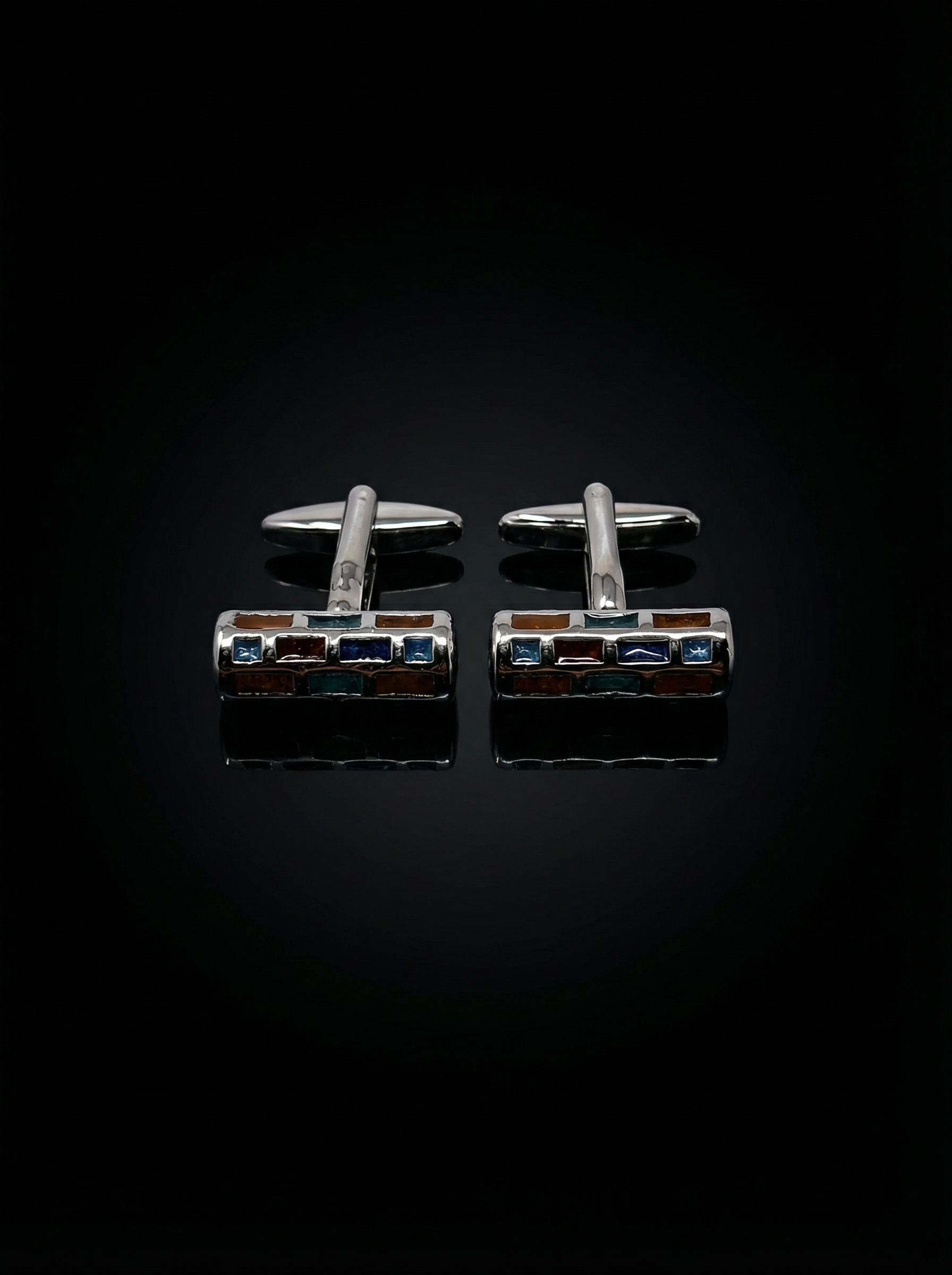 Multicolour Brick Mosaic Cufflinks Tivaaro