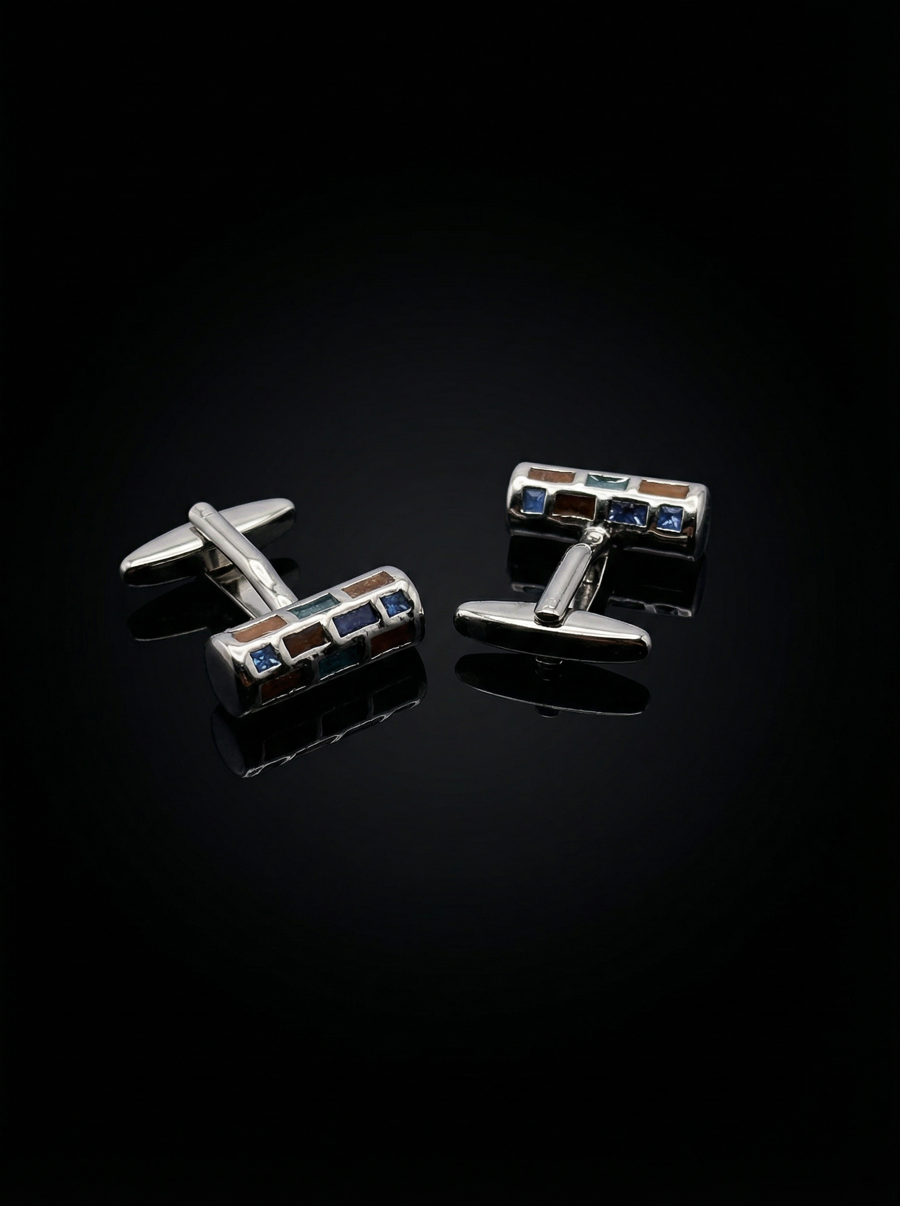 Multicolour Brick Mosaic Cufflinks Tivaaro