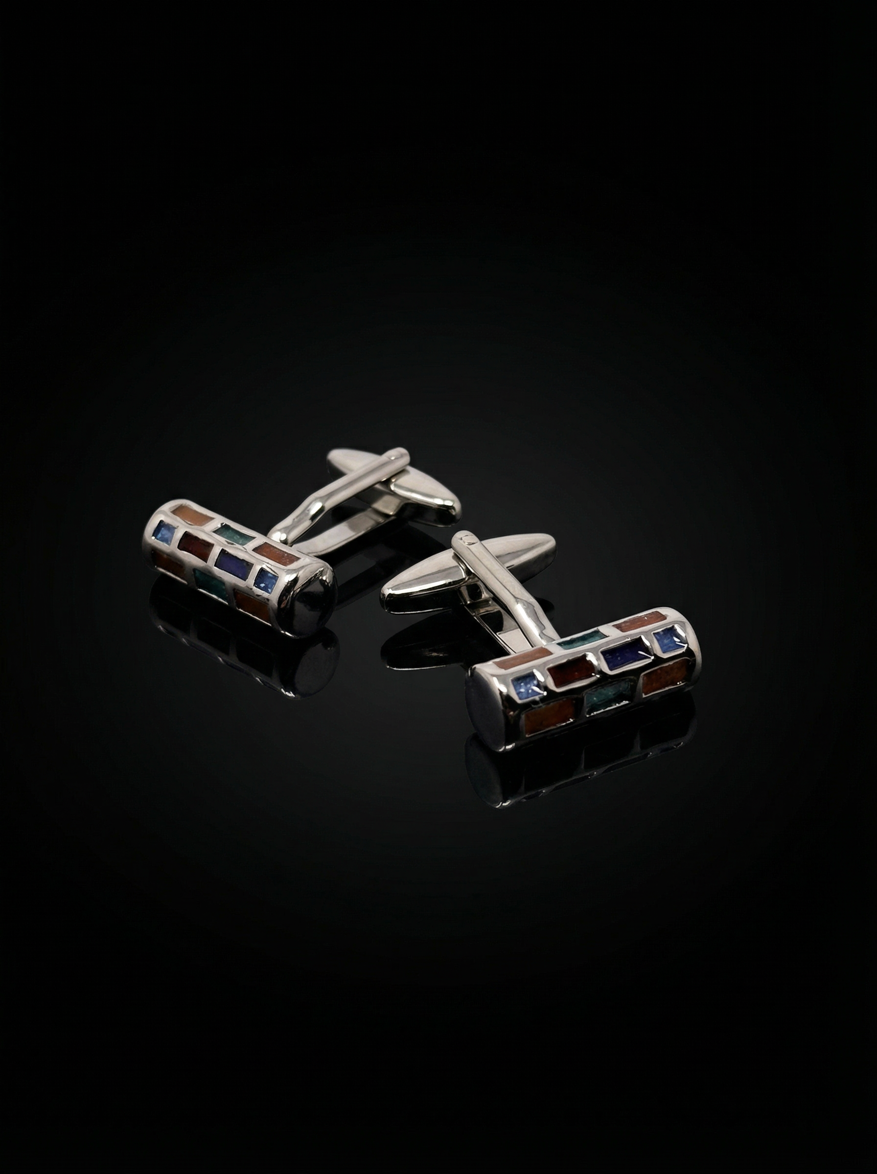 Multicolour Brick Mosaic Cufflinks Tivaaro