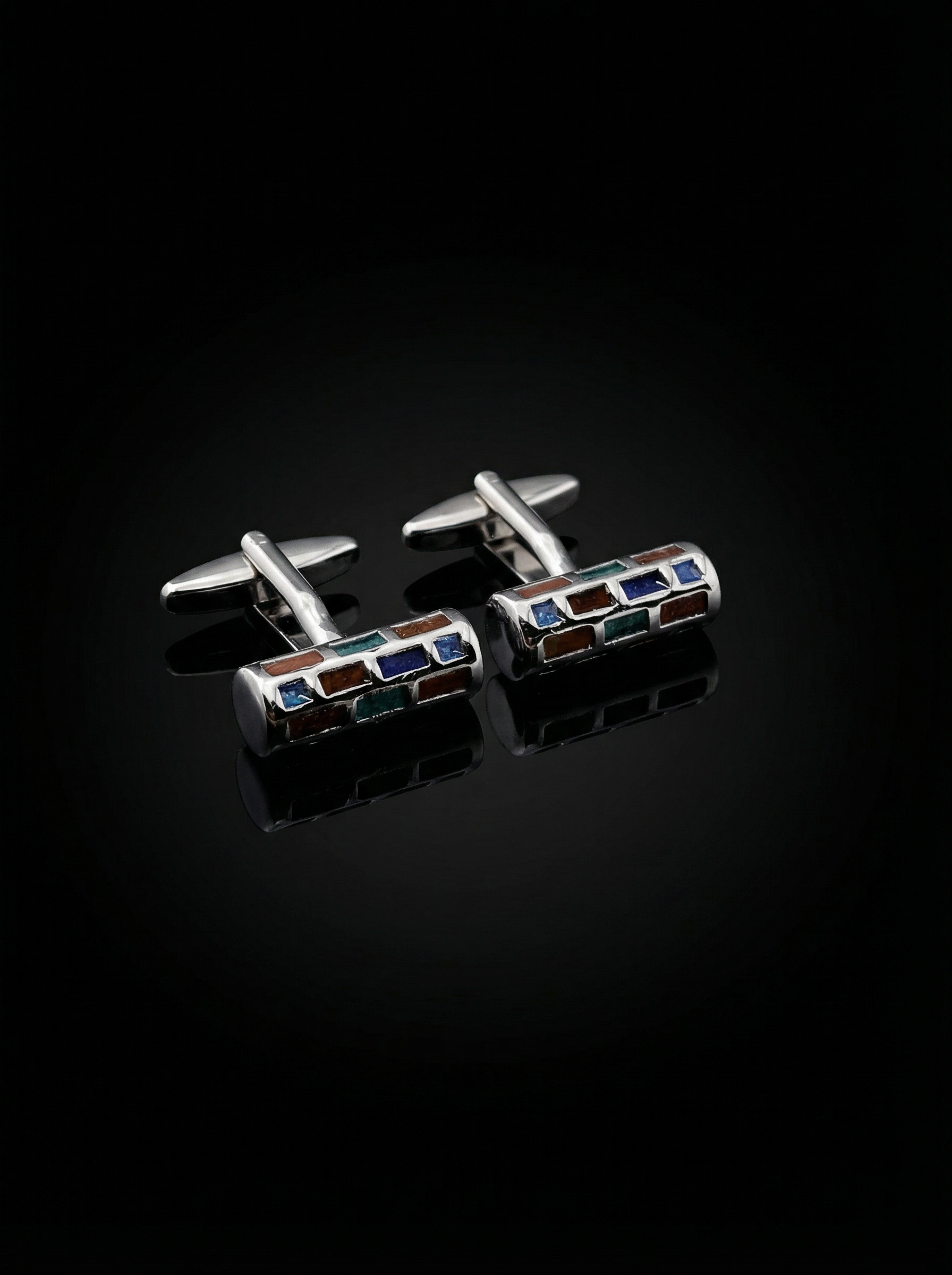 Multicolour Brick Mosaic Cufflinks Tivaaro