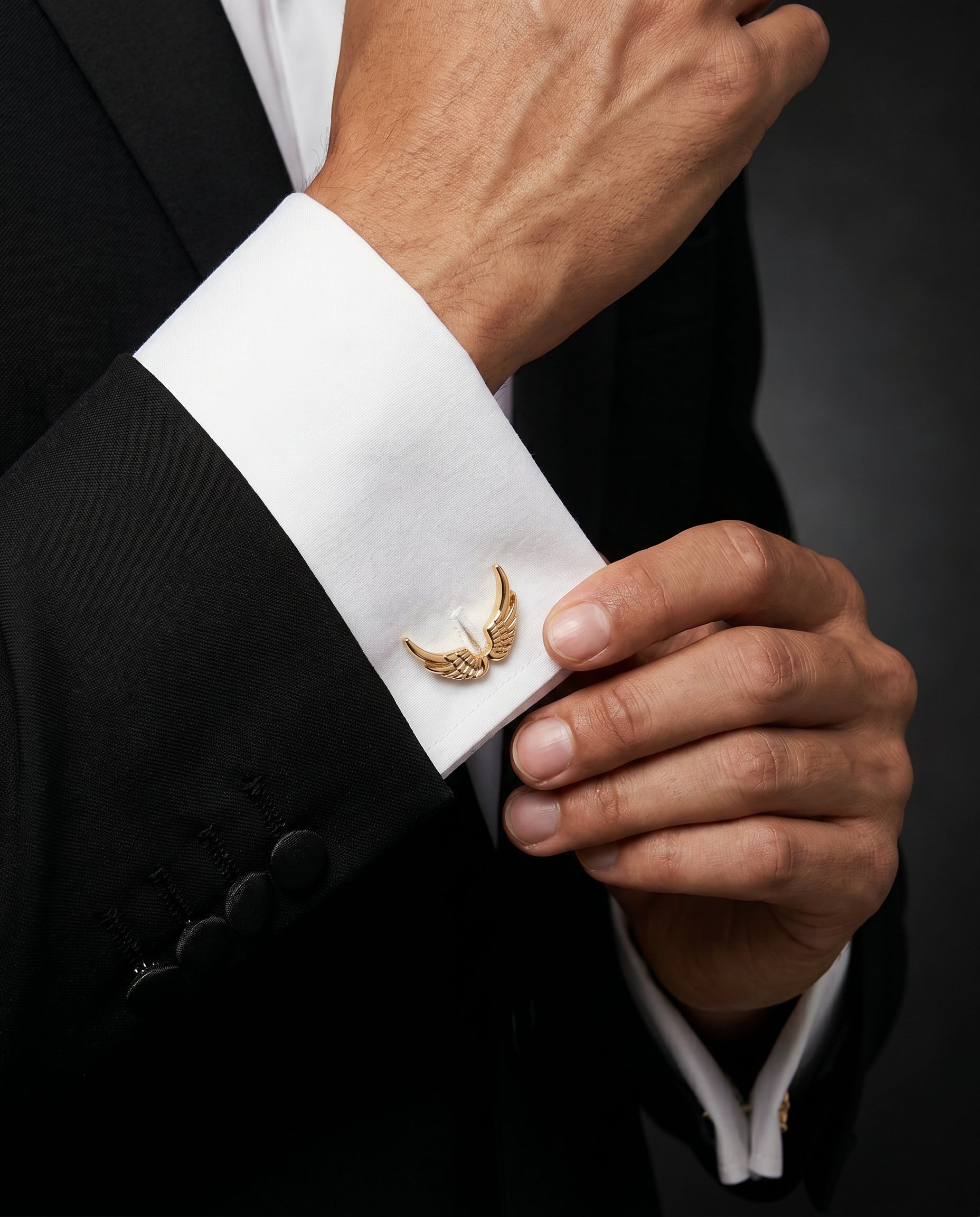 Gold-Tone Open Wings Cufflinks by Tivaaro