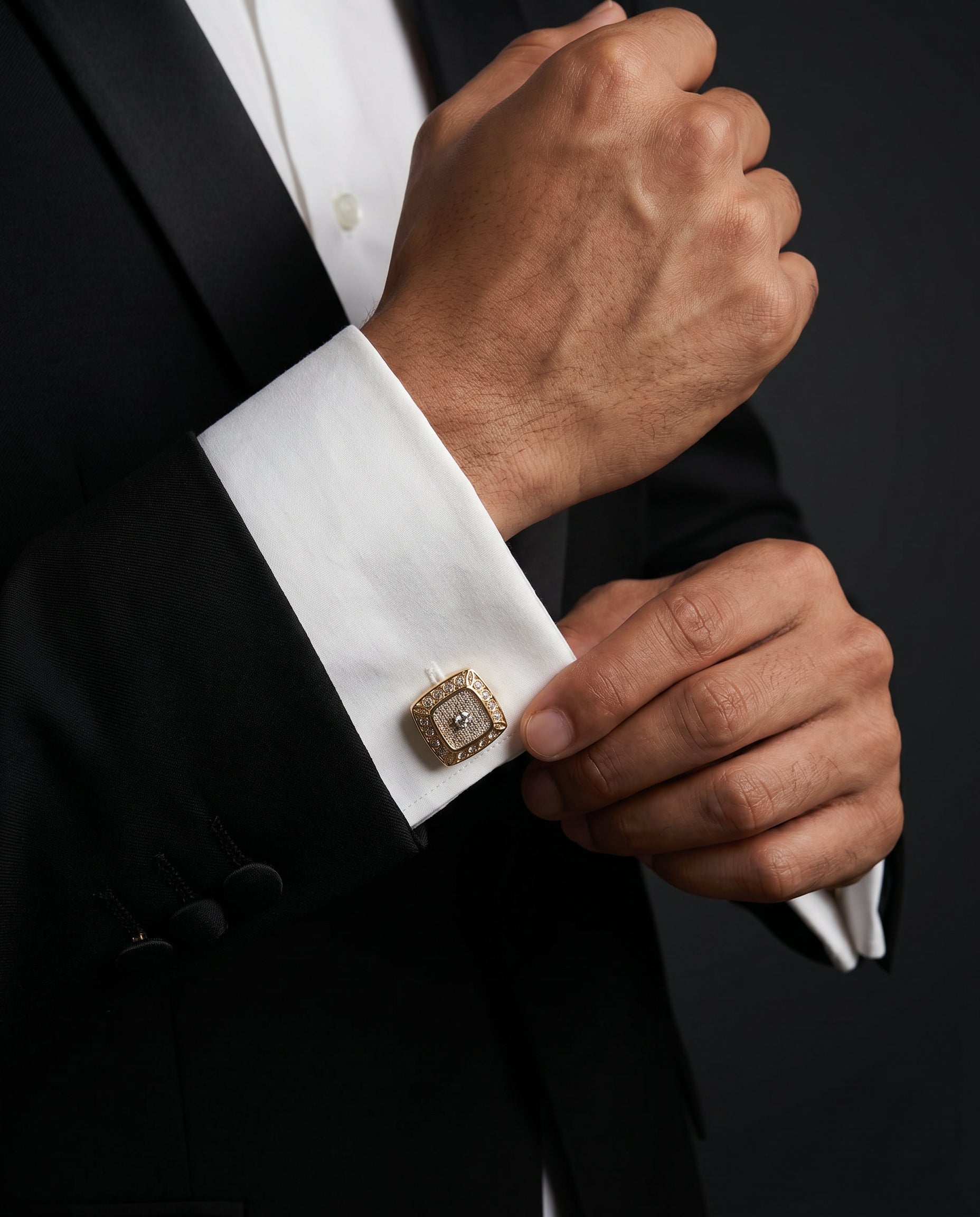 Ornate Gemstone-Style Cufflinks by Tivaaro