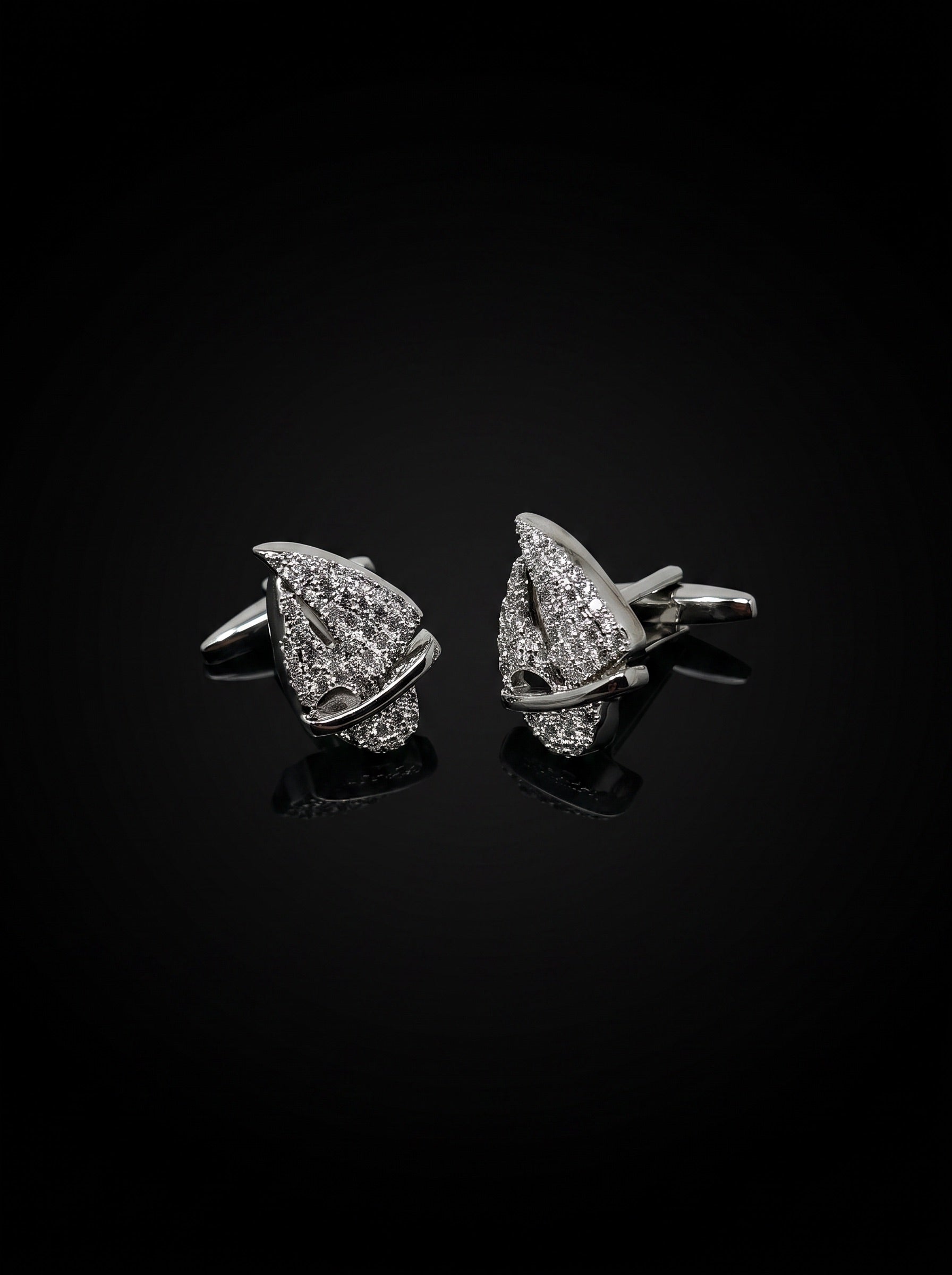 Silver-Tone Pavé Crystal Sail Cufflinks
