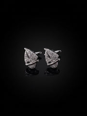 Silver-Tone Pavé Crystal Sail Cufflinks - angle 8
