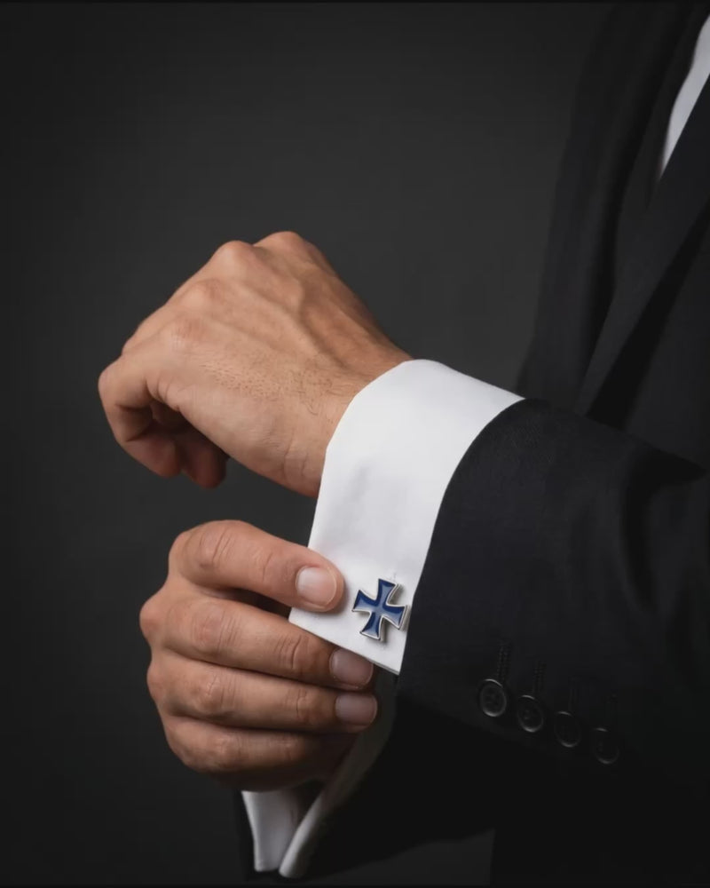 Deep Blue Cross Cufflinks Video