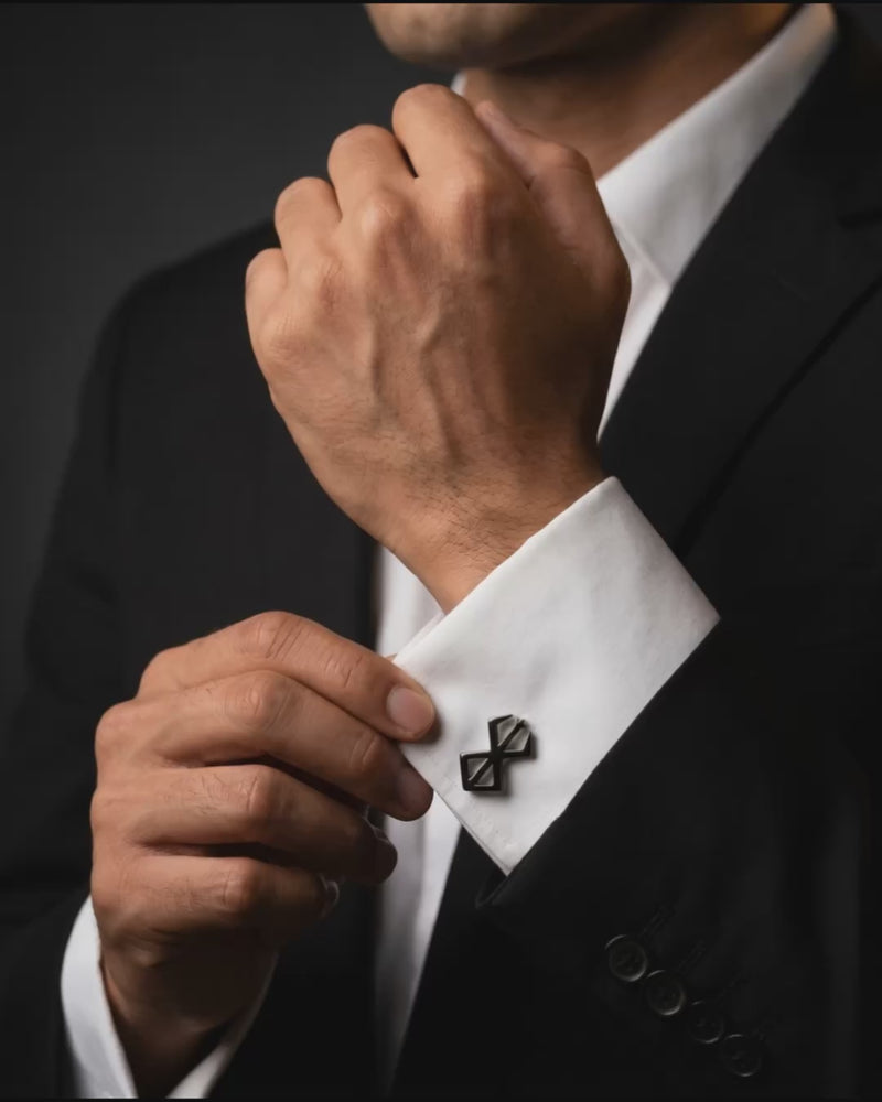 Angular Black Geometric Cufflinks Video