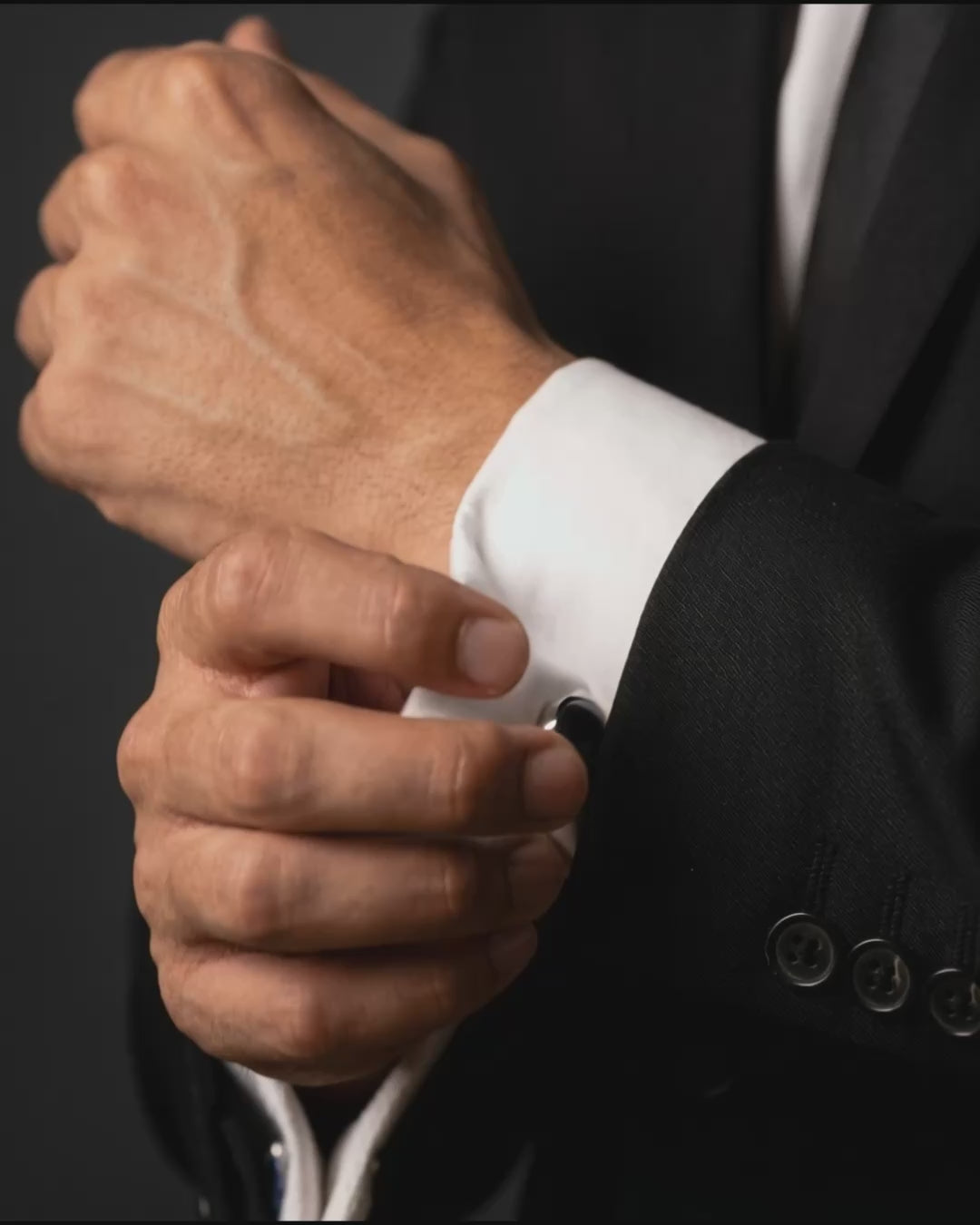 Load video: Deep Blue Marble-Effect Gemstone-Style Cufflinks